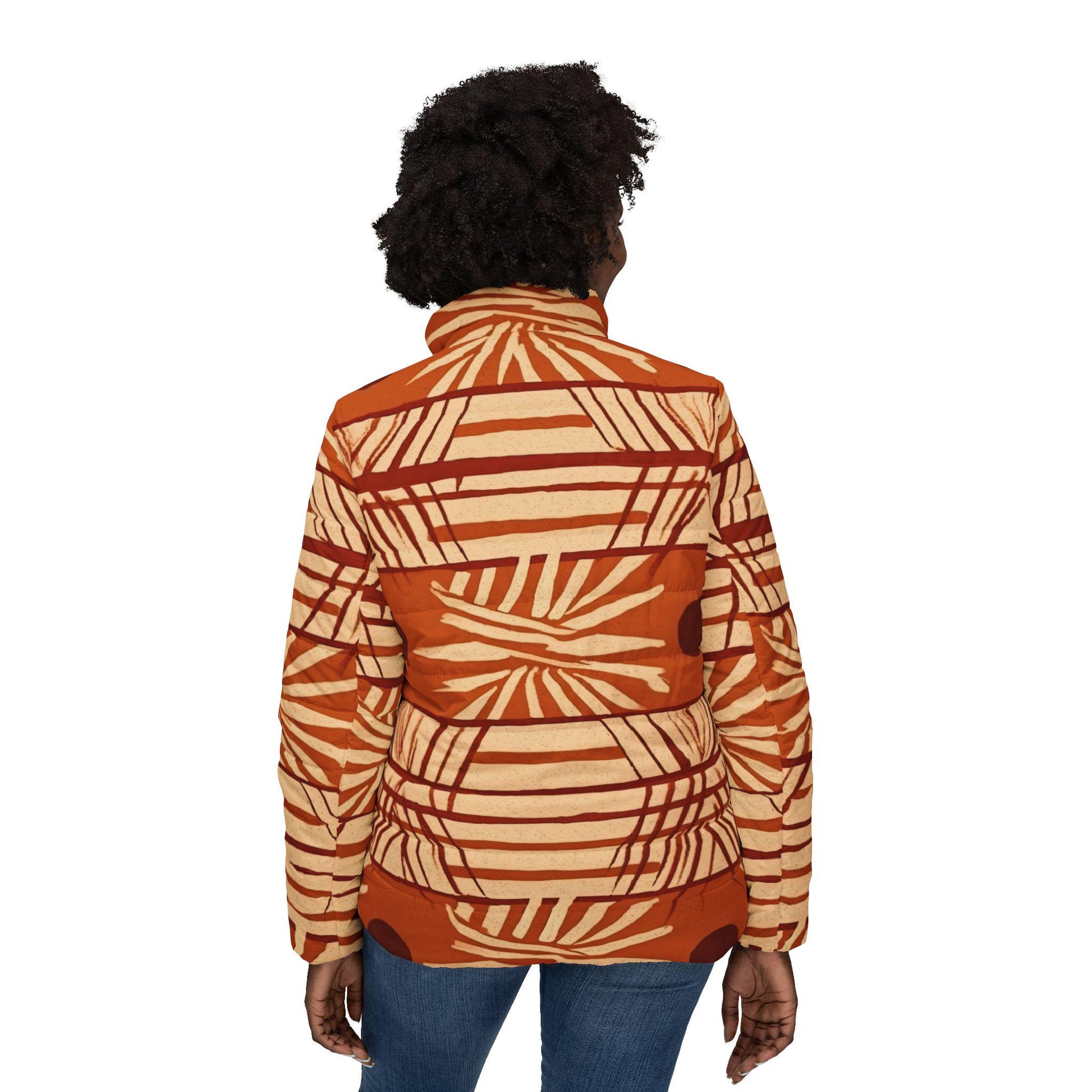 Bamboo - Womens - Puffer Jacket - African - Mud Cloth Pattern - Jackets & Coats - KumbatiaKulture