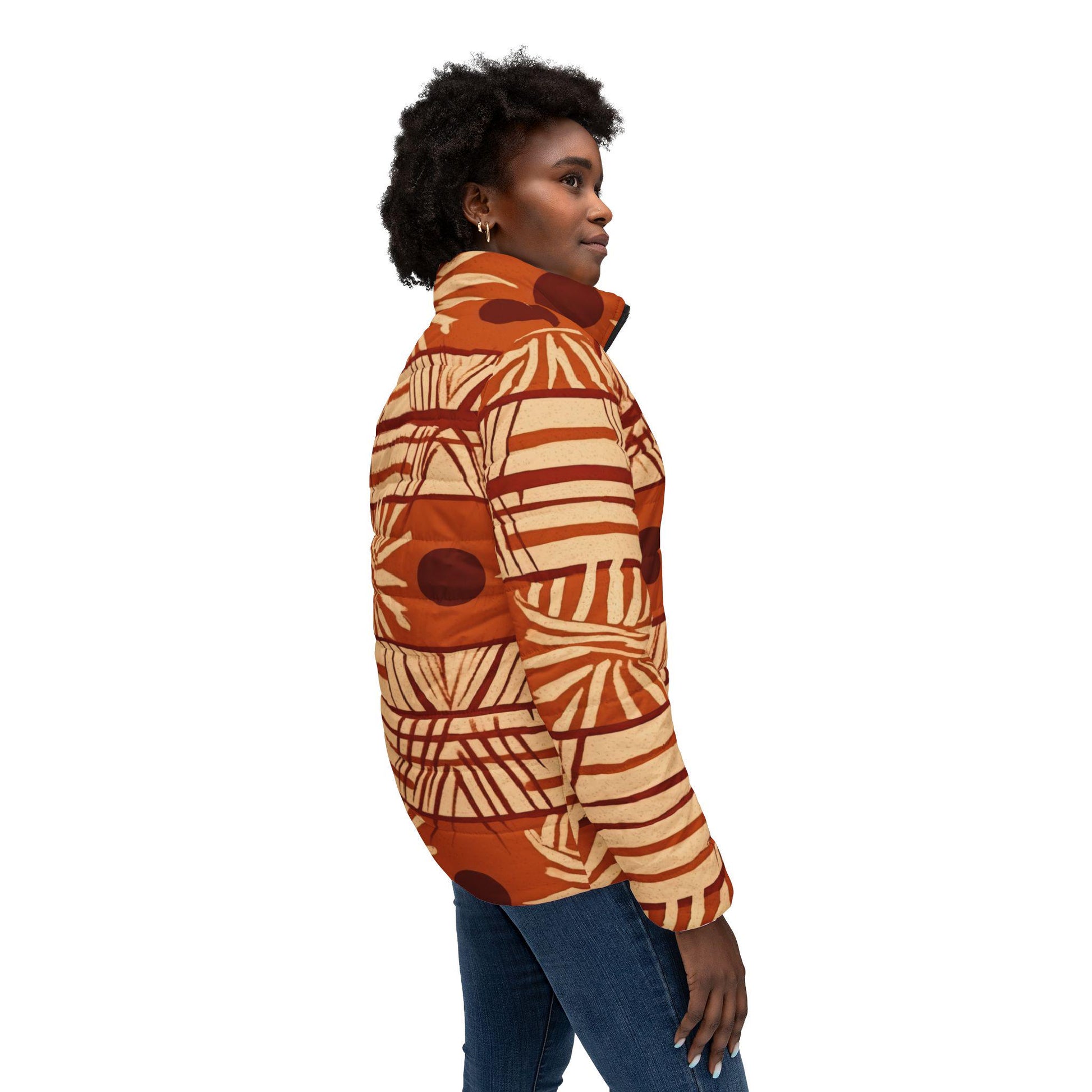 Bamboo - Womens - Puffer Jacket - African - Mud Cloth Pattern - Jackets & Coats - KumbatiaKulture