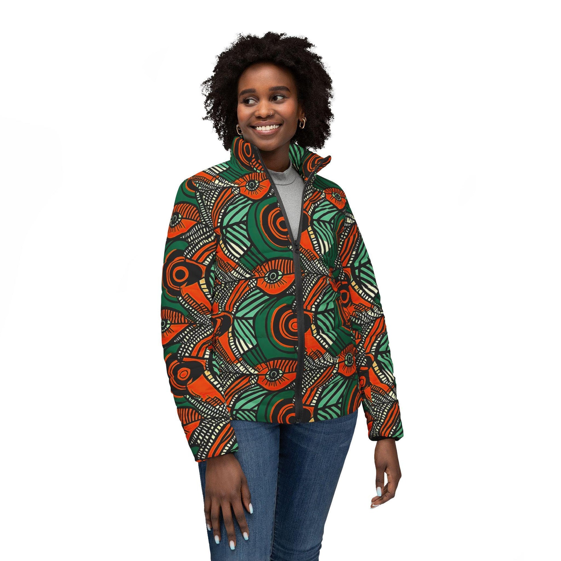 Autumn Glow - Womens - Puffer Jacket - African - Dashiki Pattern - Jackets & Coats - KumbatiaKulture