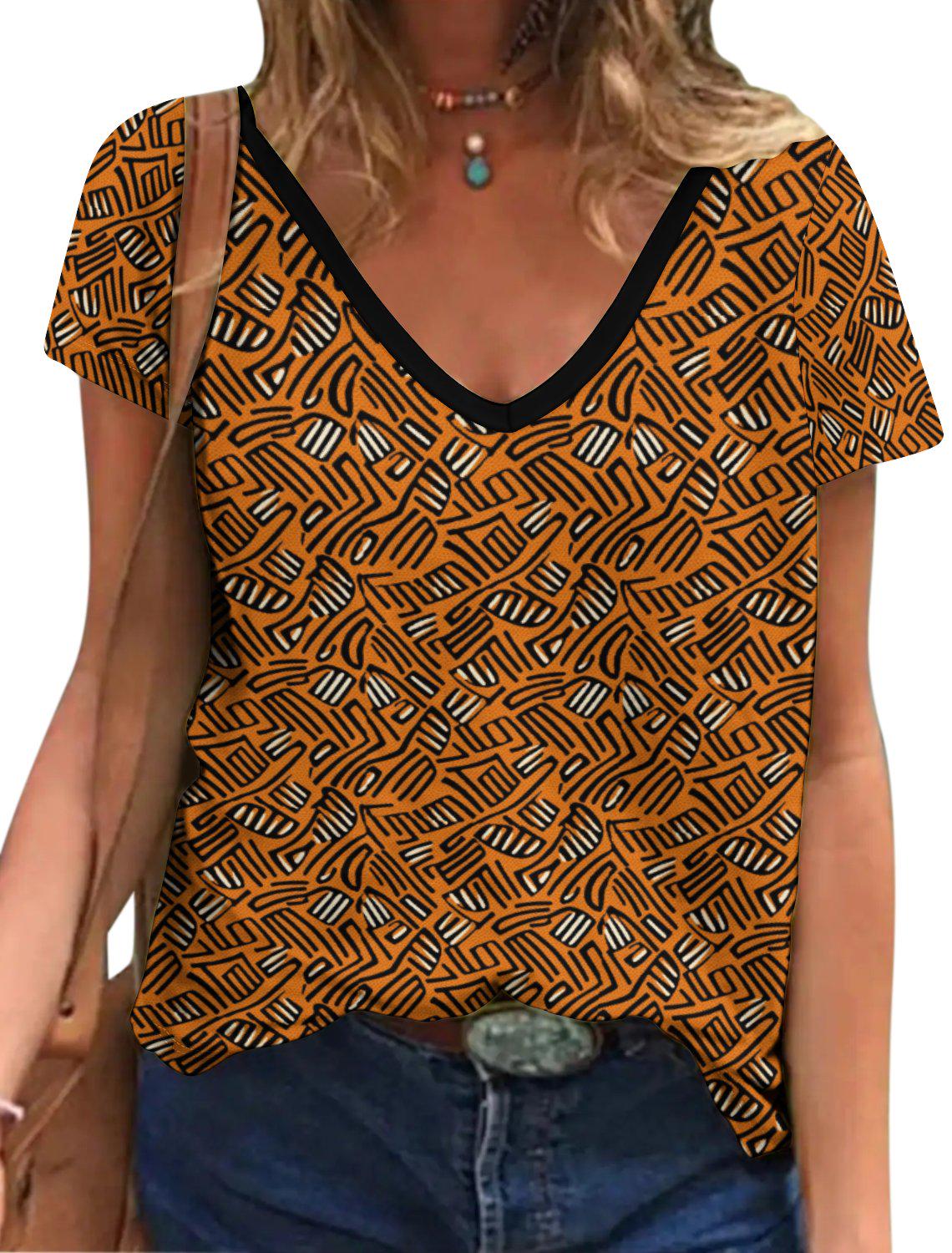 Orange Graffiti - Womens - Short Sleeve T-Shirts - African - Ankara Pattern