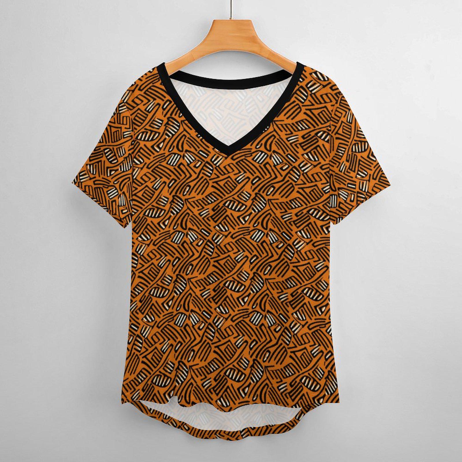 Orange Graffiti - Womens - Short Sleeve T-Shirts - African - Ankara Pattern