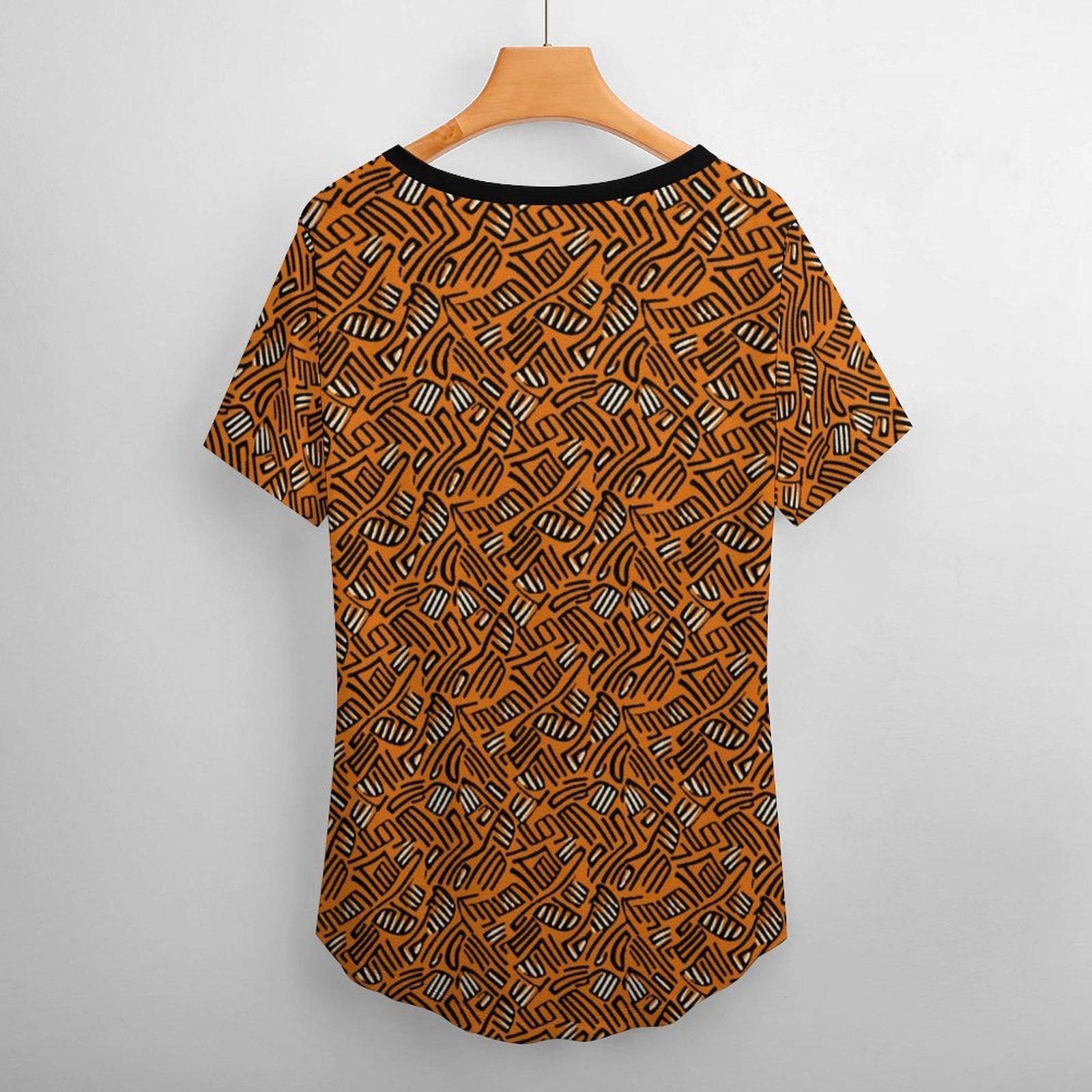 Orange Graffiti - Womens - Short Sleeve T-Shirts - African - Ankara Pattern