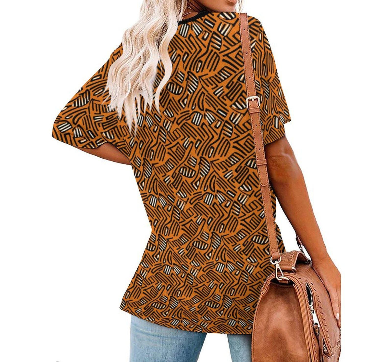 Orange Graffiti - Womens - Short Sleeve T-Shirts - African - Ankara Pattern