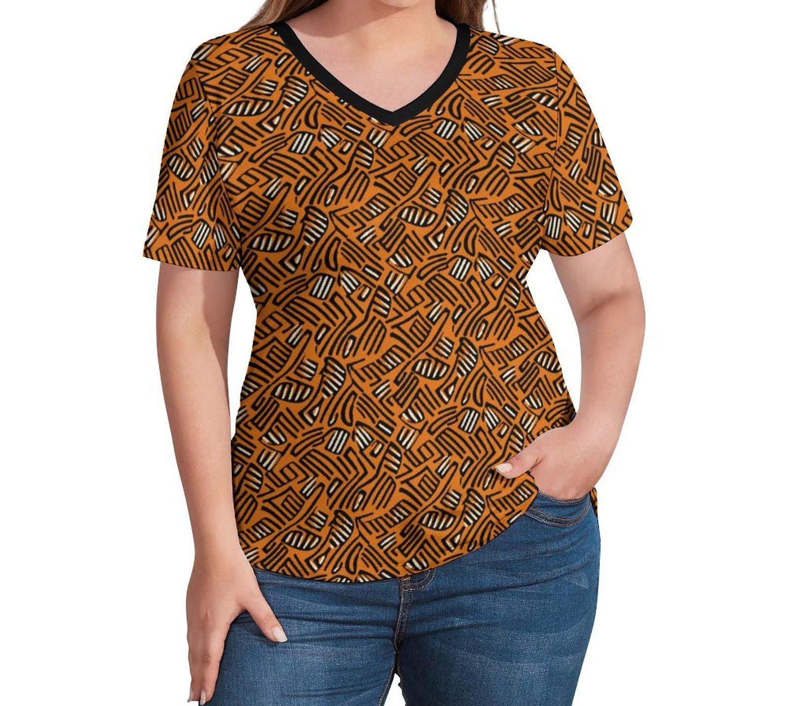 Orange Graffiti - Womens - Short Sleeve T-Shirts - African - Ankara Pattern