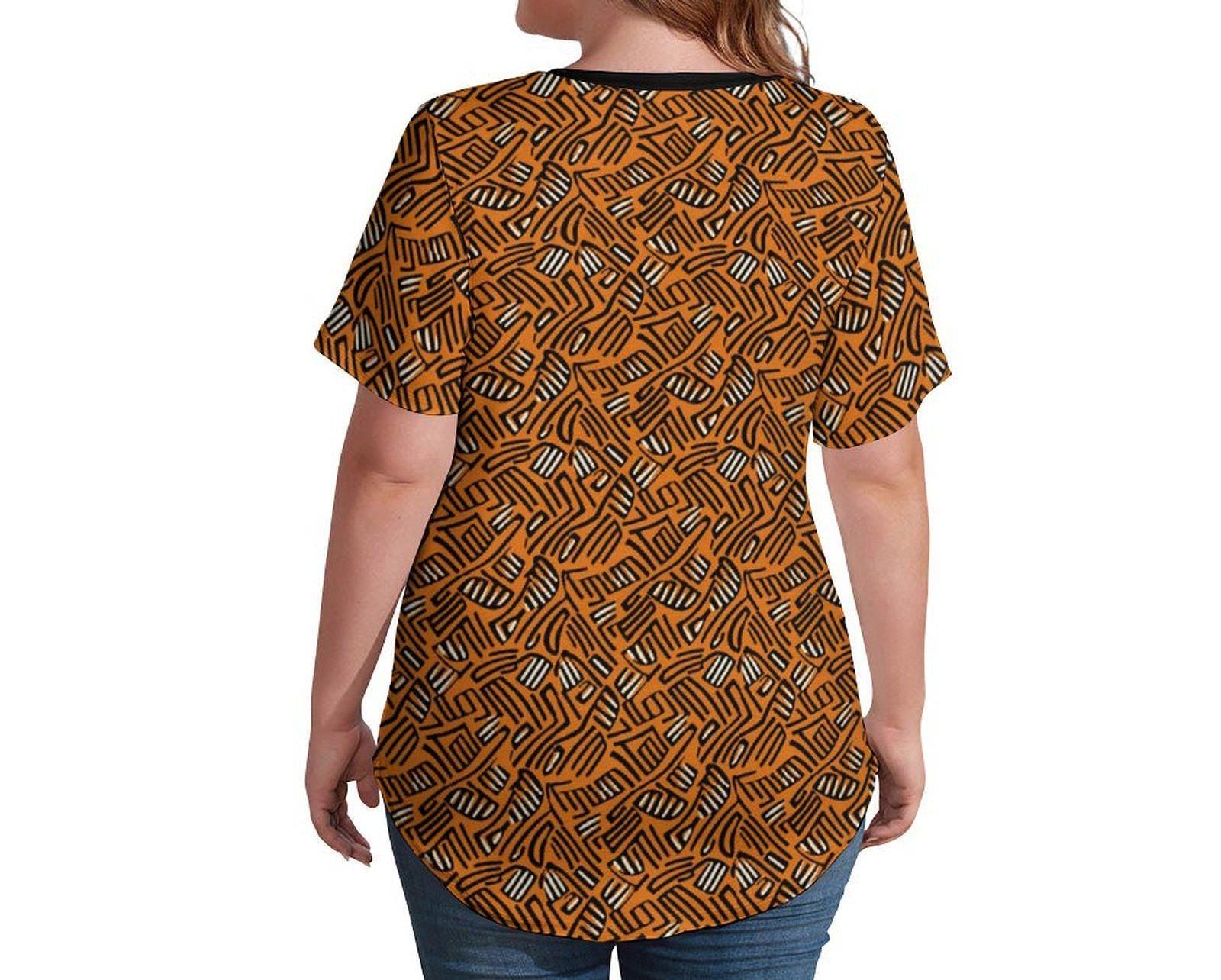 Orange Graffiti - Womens - Short Sleeve T-Shirts - African - Ankara Pattern - T-shirts - KumbatiaKulture