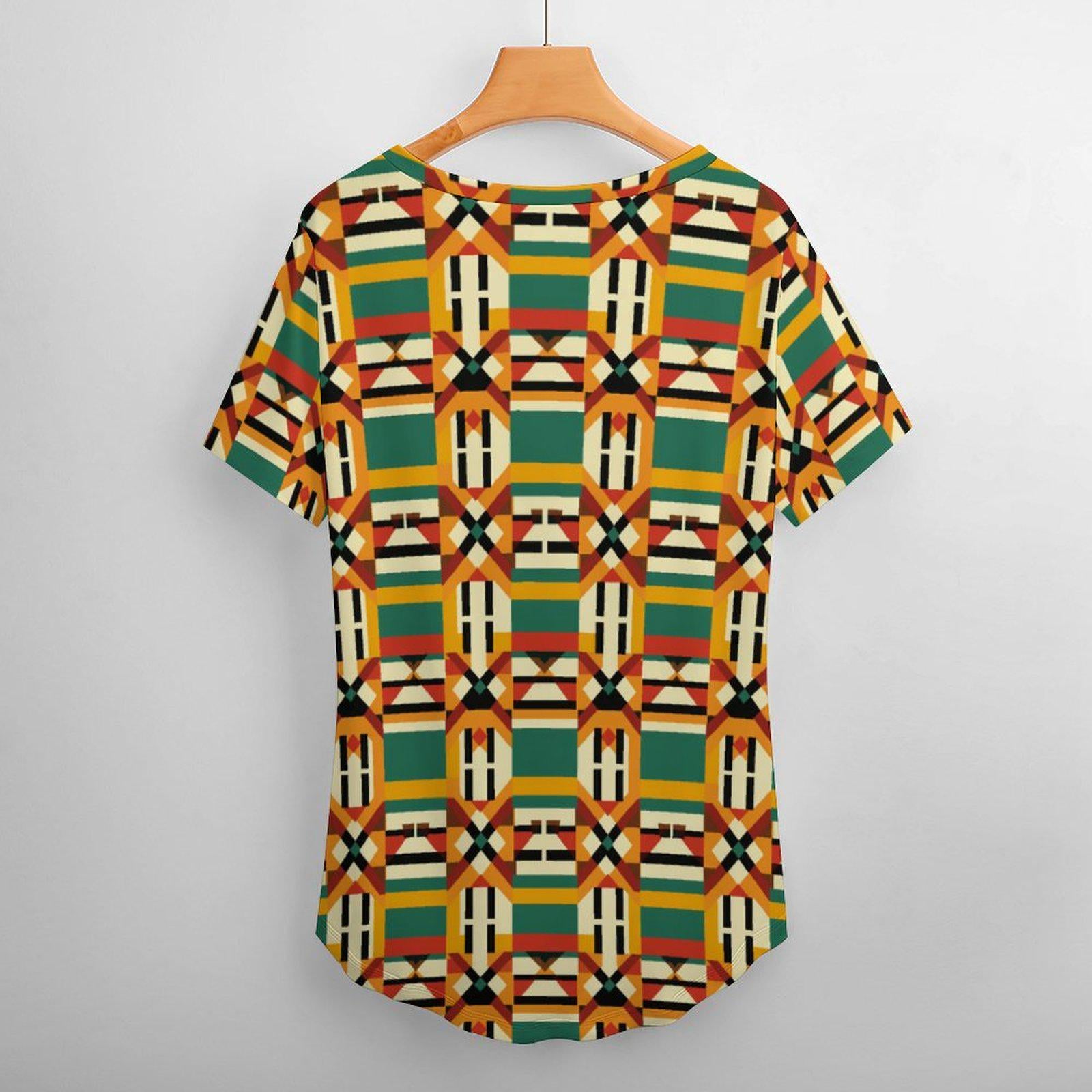 Verdant - Womens - Short Sleeve T-Shirts - African - Kente Pattern - T-shirts - KumbatiaKulture