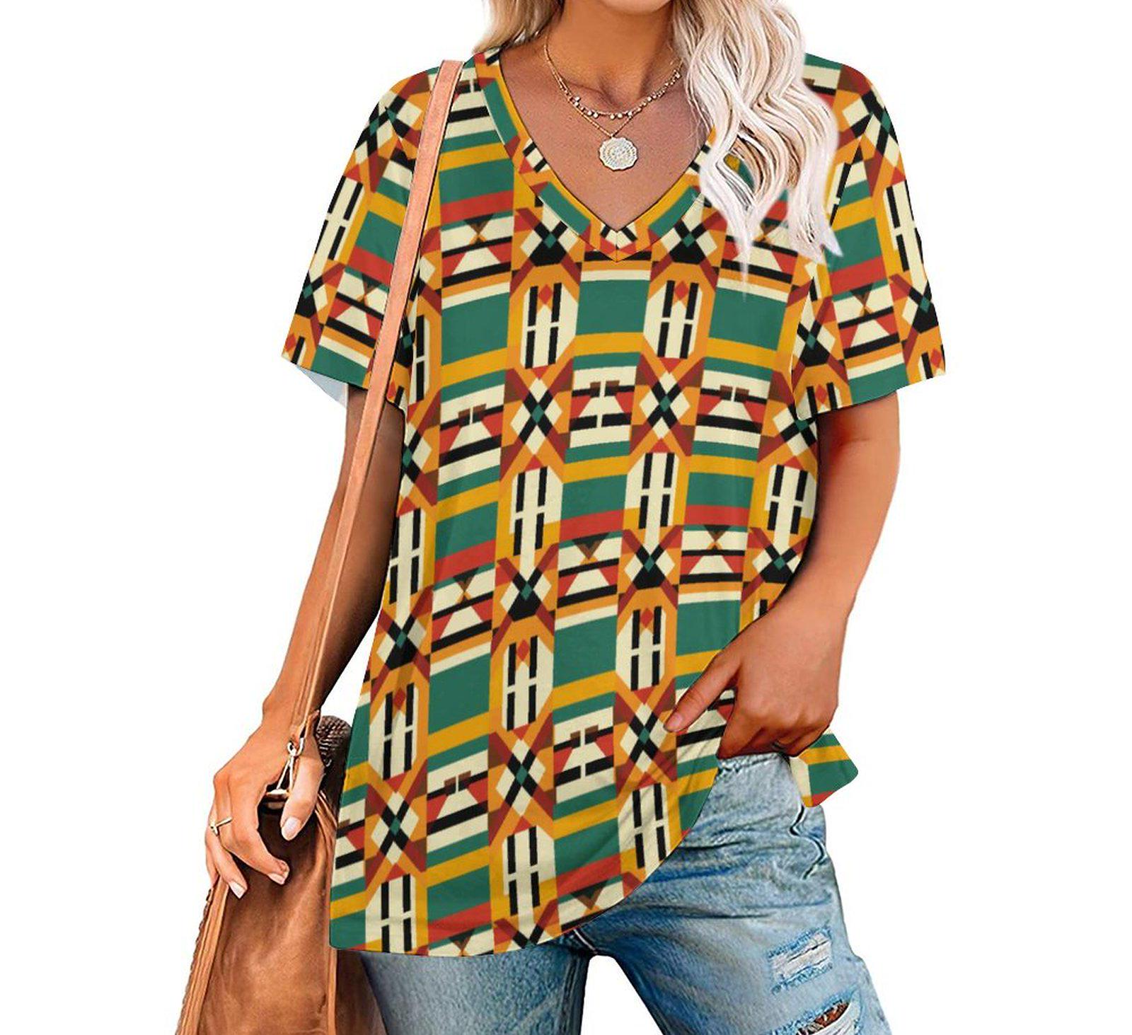 Verdant - Womens - Short Sleeve T-Shirts - African - Kente Pattern