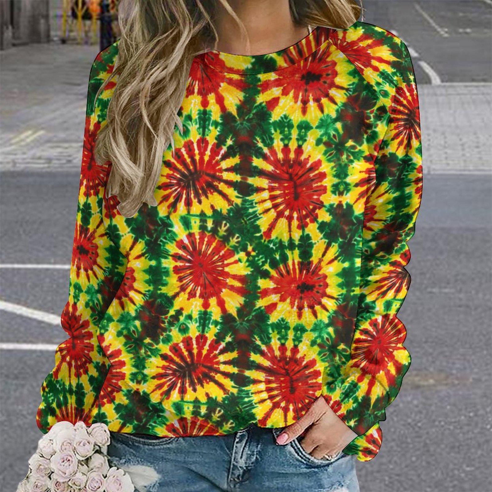 Rasta Tie - Womens - Sweatshirt Designs - Jamaican - Rastafarian pattern - Sweatshirts - KumbatiaKulture