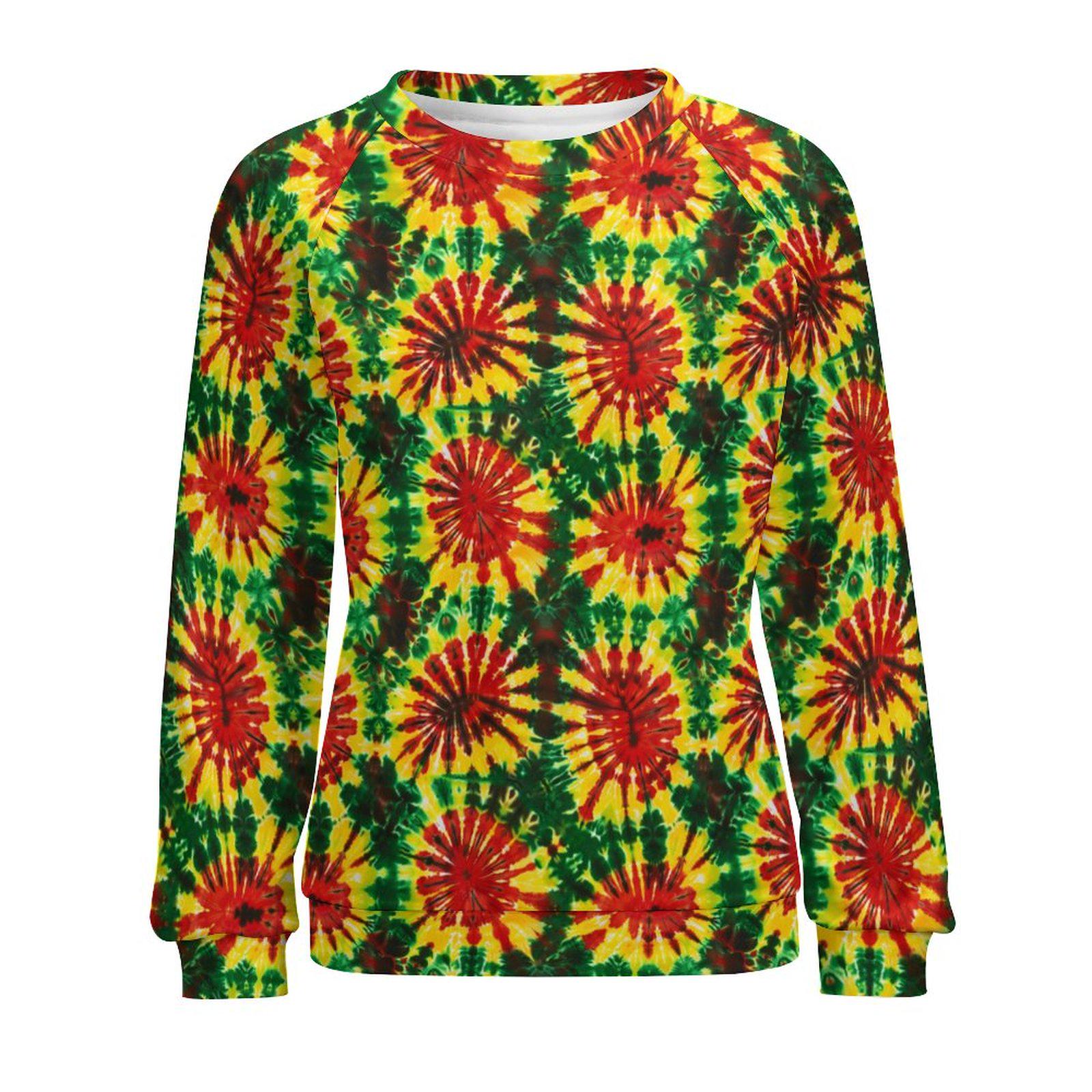 Rasta Tie - Womens - Sweatshirt Designs - Jamaican - Rastafarian pattern - Sweatshirts - KumbatiaKulture