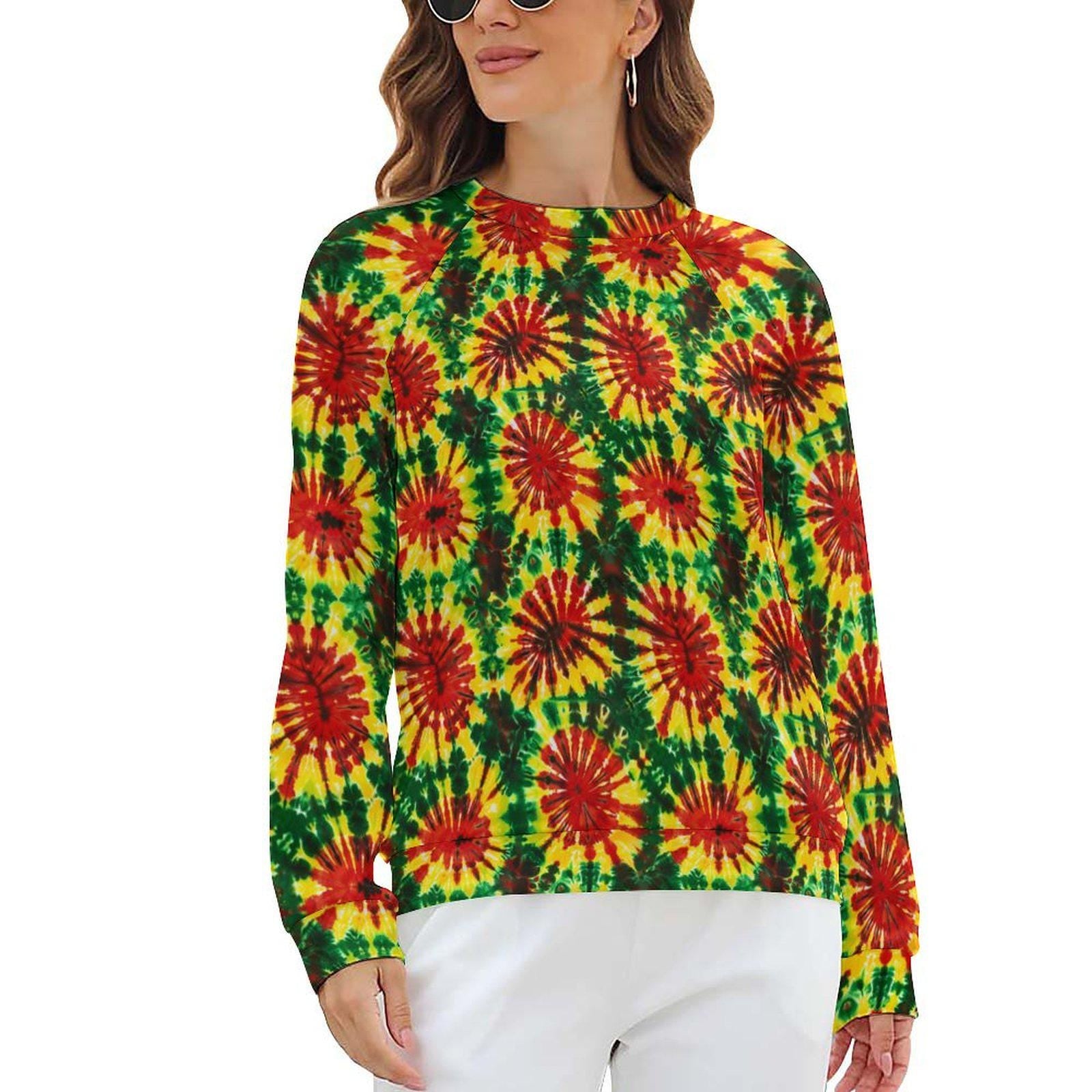 Rasta Tie - Womens - Sweatshirt Designs - Jamaican - Rastafarian pattern - Sweatshirts - KumbatiaKulture