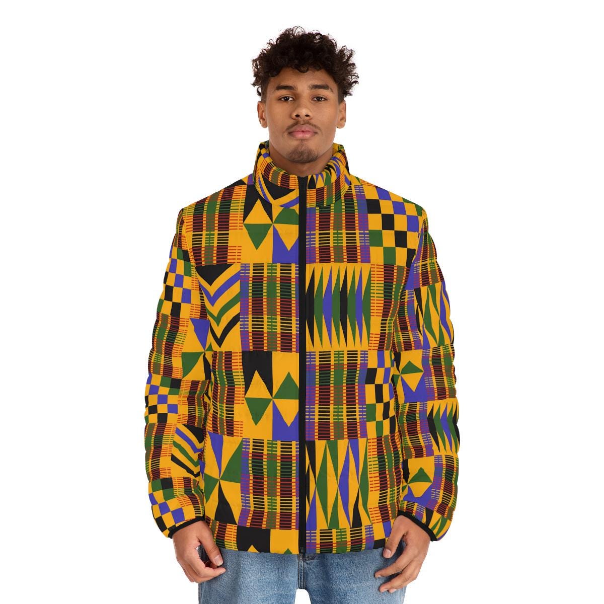 Roots - Mens -  Puffer Jacket - African - Kente Pattern