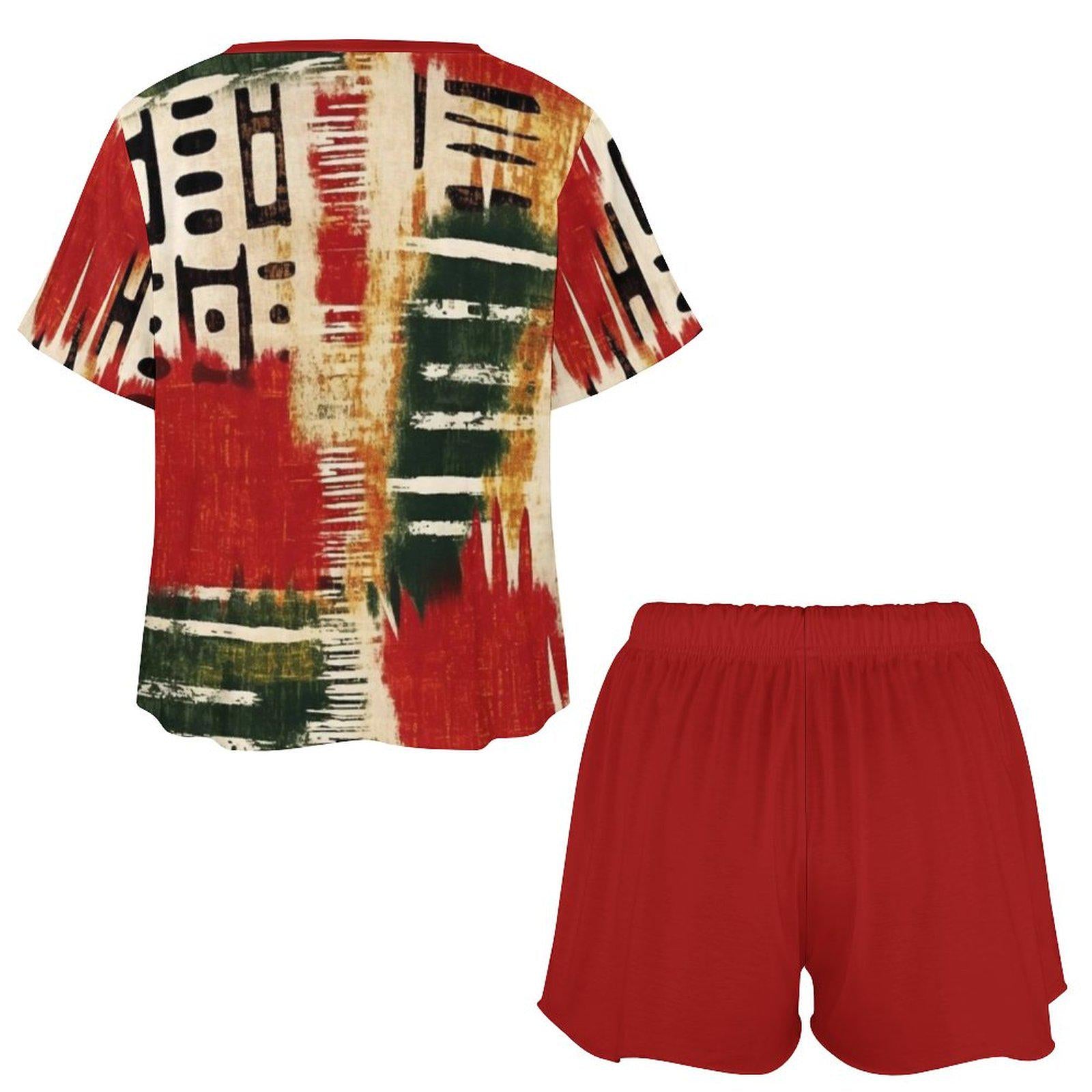 Art Gallery - Womens - Short Pajama Set - African - Mud Cloth Pattern - Sets - KumbatiaKulture