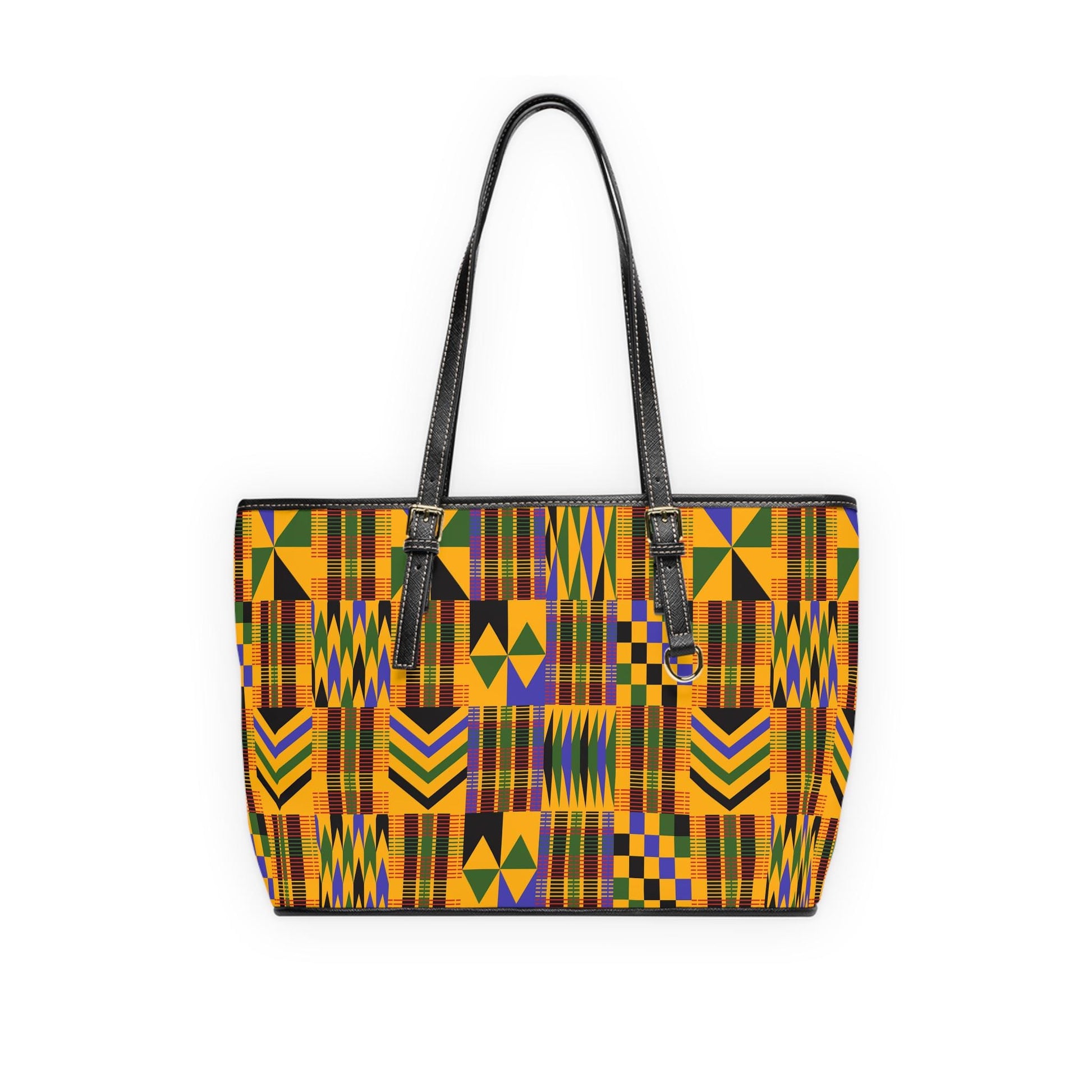 Roots - Womens - Leather Shoulder Bag - African - Kente Pattern