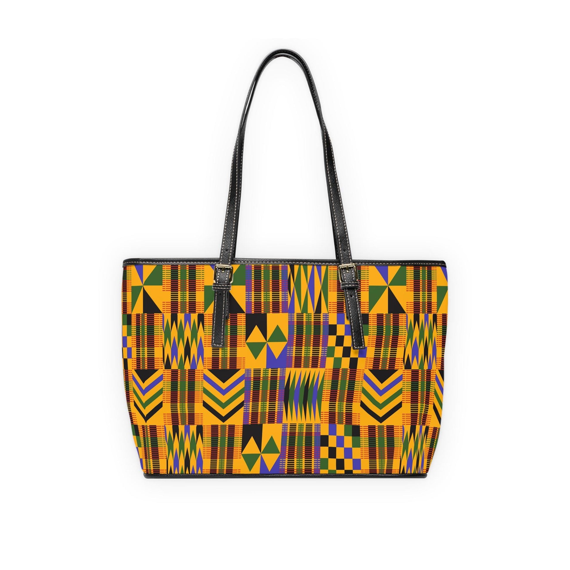 Roots - Womens - Leather Shoulder Bag - African - Kente Pattern