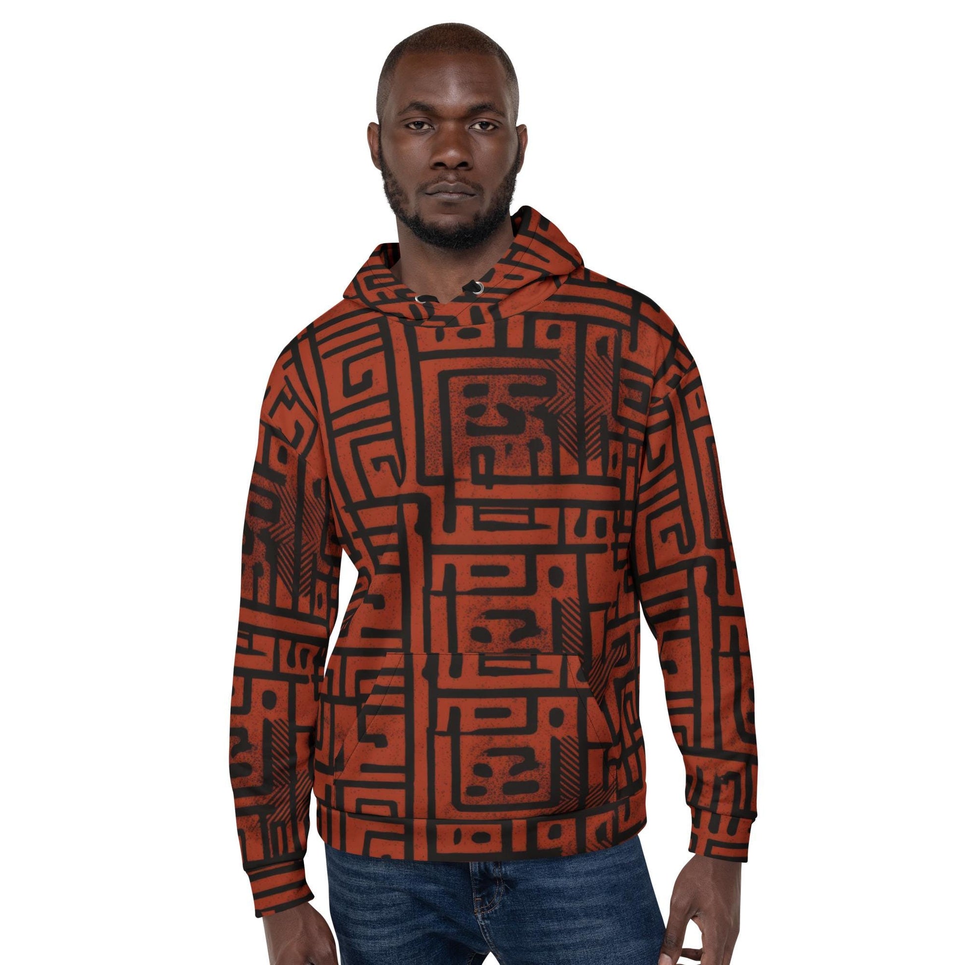 Brick Graffiti - Mens - Hoodie - African -Mud Cloth Pattern