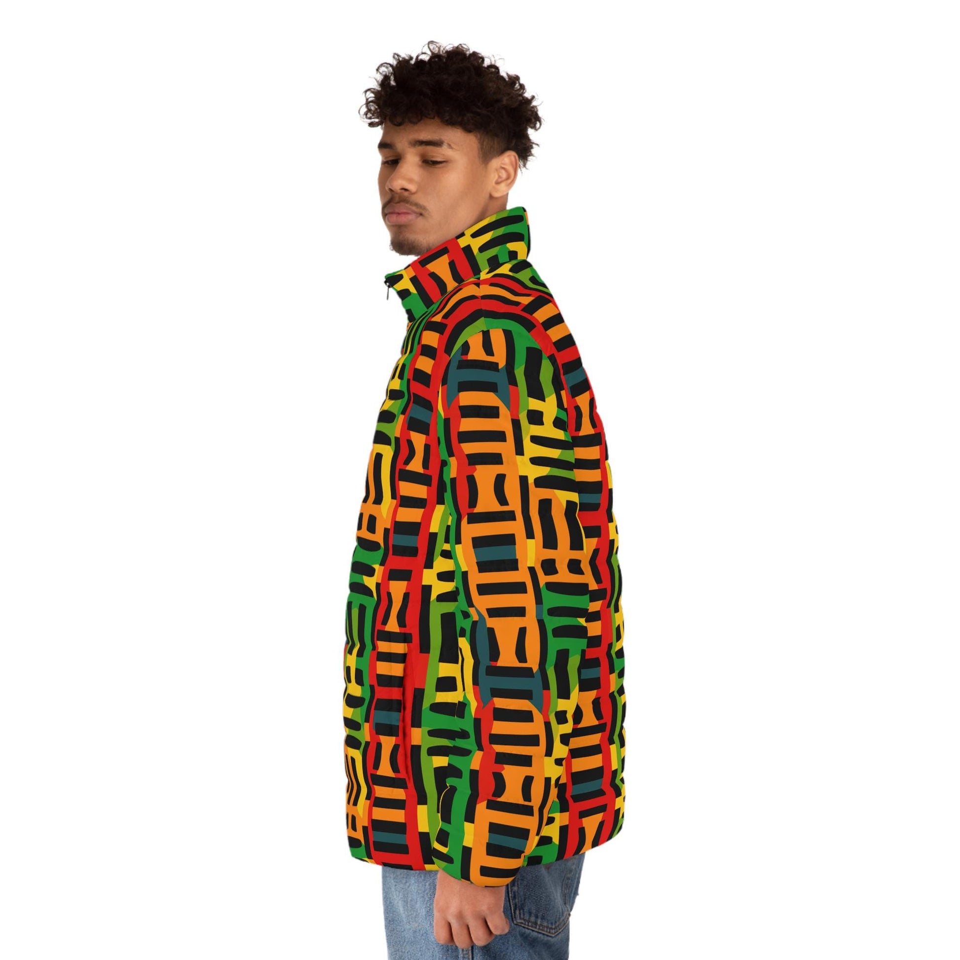 Horizon - Mens -  Puffer Jacket - African - Kente Patterm