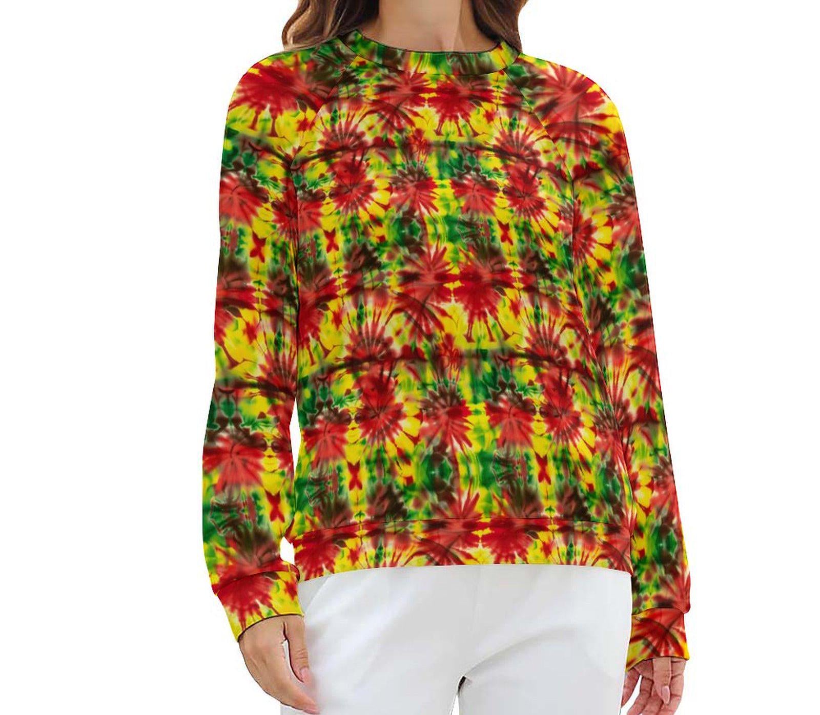 Colors - Womens - Sweatshirt Designs - Tie Dyed - Jamaican - Rastafarian Pattern - Sweatshirts - KumbatiaKulture