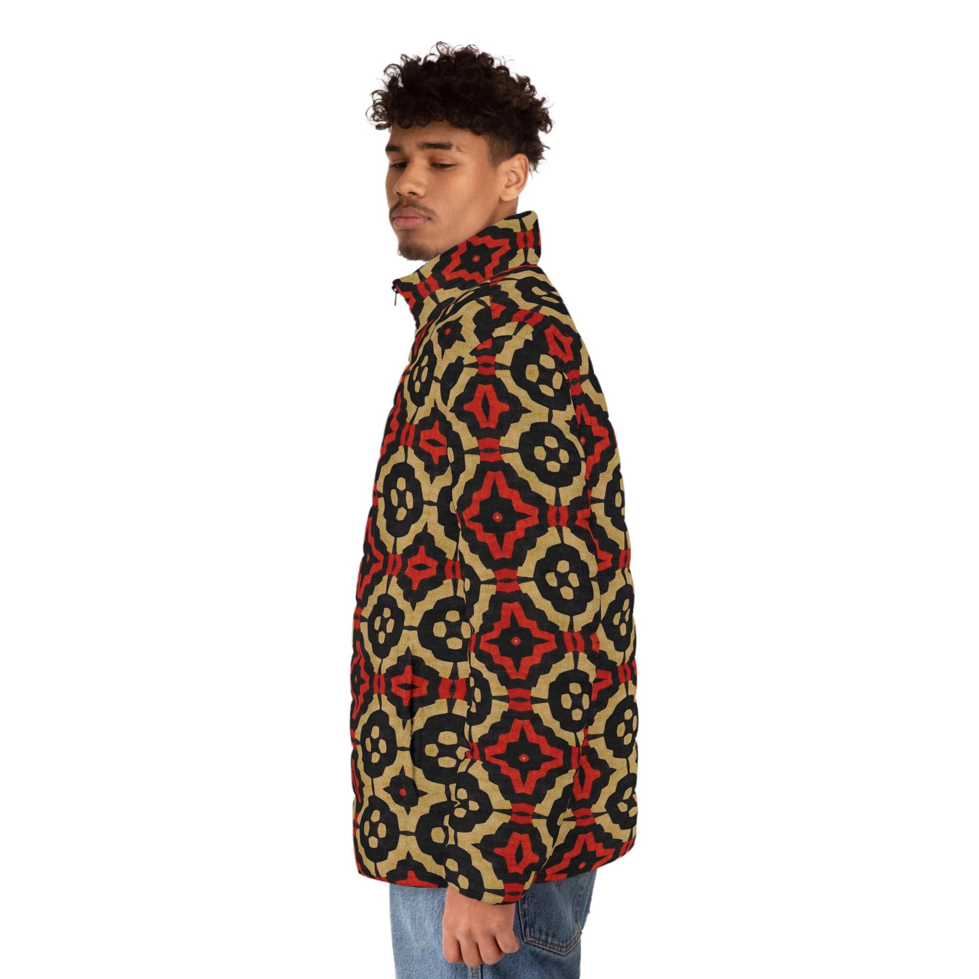 Black Excellence - Mens - Puffer Jacket - African - Bogolan Pattern