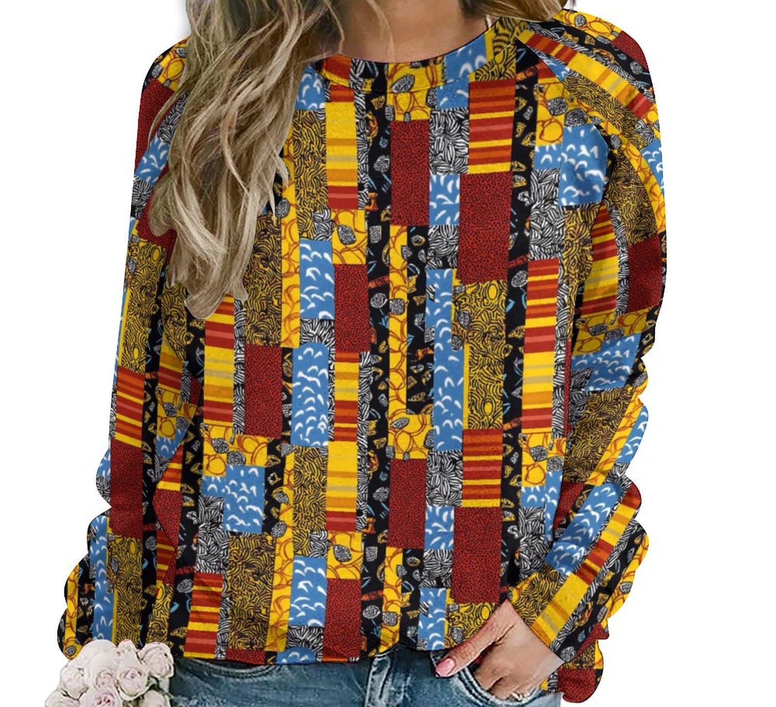 African Patch Work - Womens - Sweatshirt Designs - African Ankara Pattern