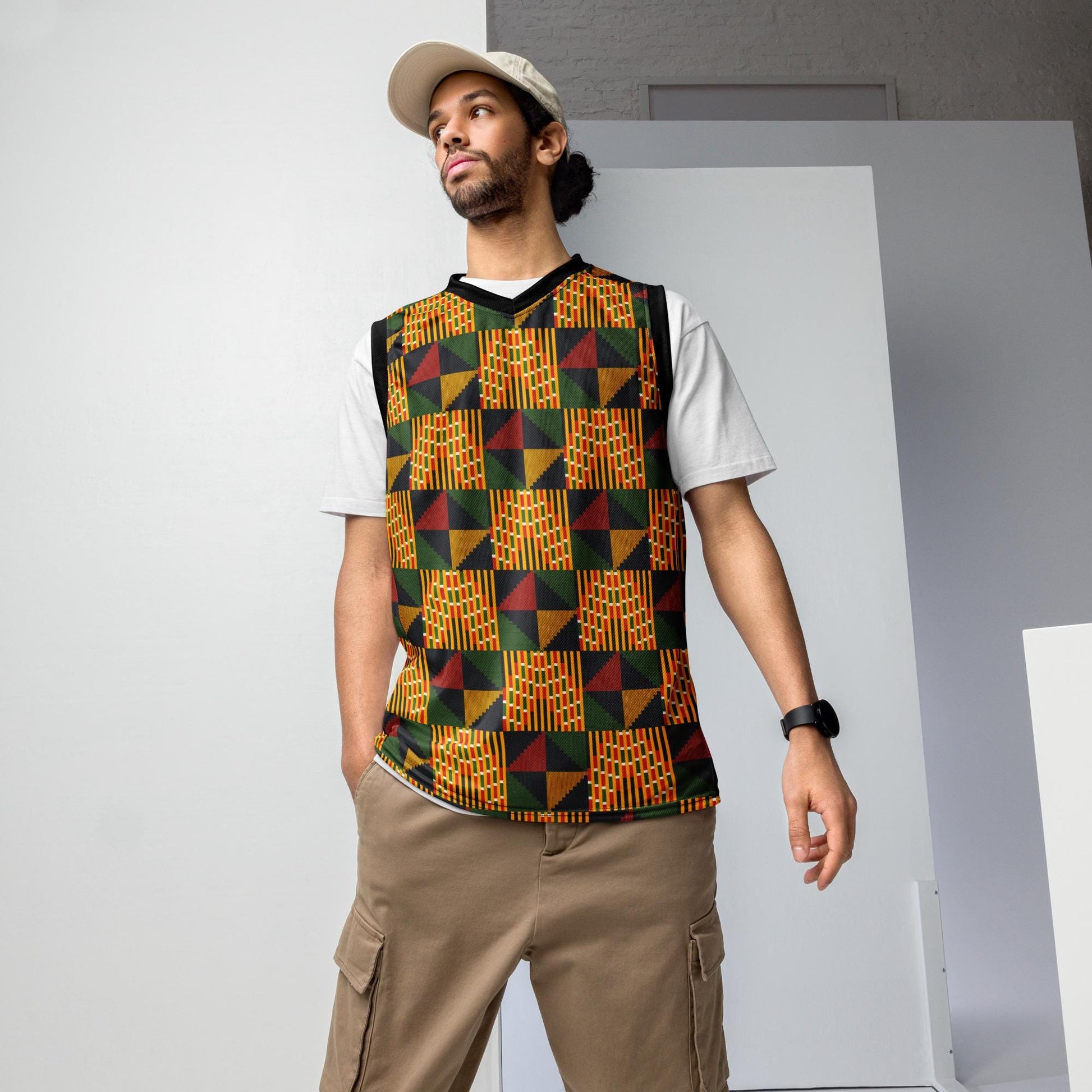 Pyramid - Mens - Basketball Jersey - African - Kente Pattern - Sports & Fitness - KumbatiaKulture