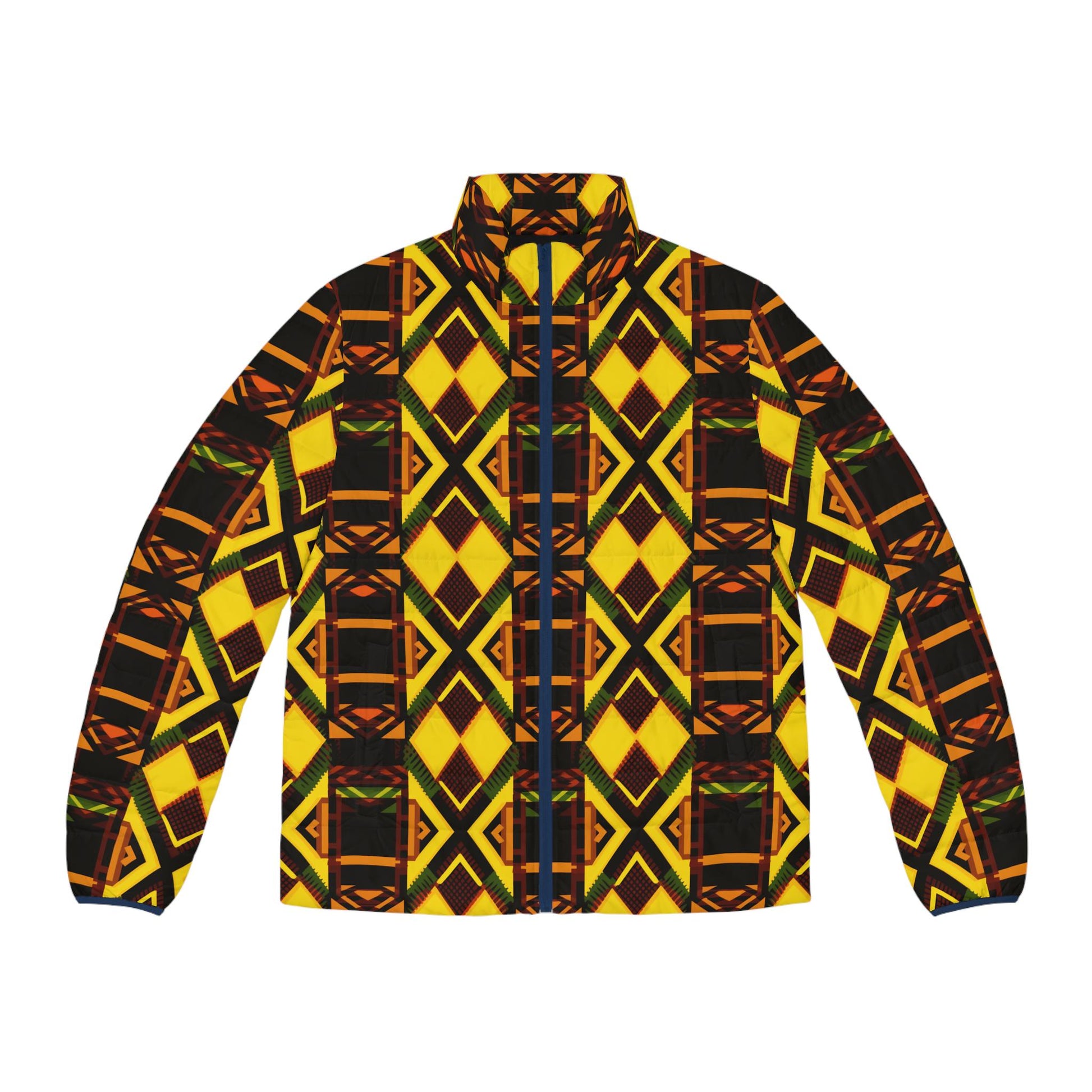 Golden Lit - Men's - Puffer Jacket - African - Kente Pattern - Jackets & Coats - KumbatiaKulture