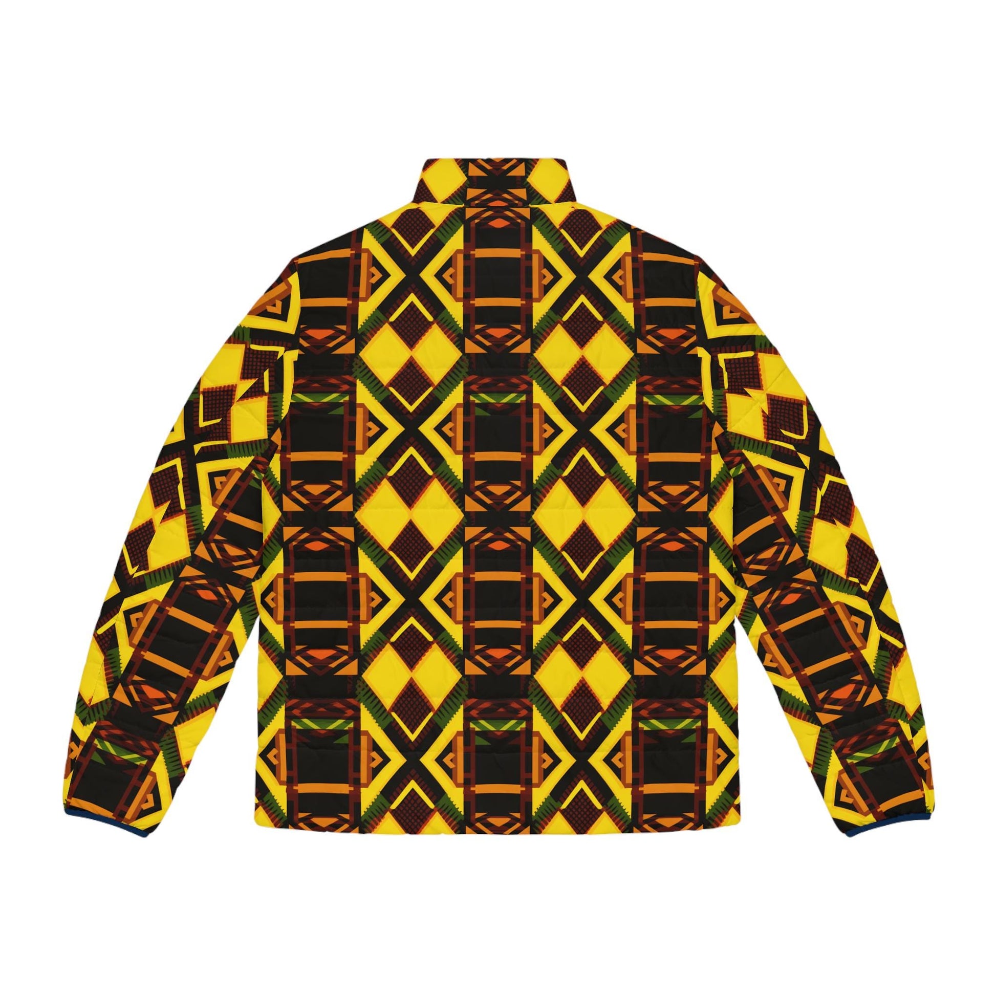 Golden Lit - Men's - Puffer Jacket - African - Kente Pattern - Jackets & Coats - KumbatiaKulture