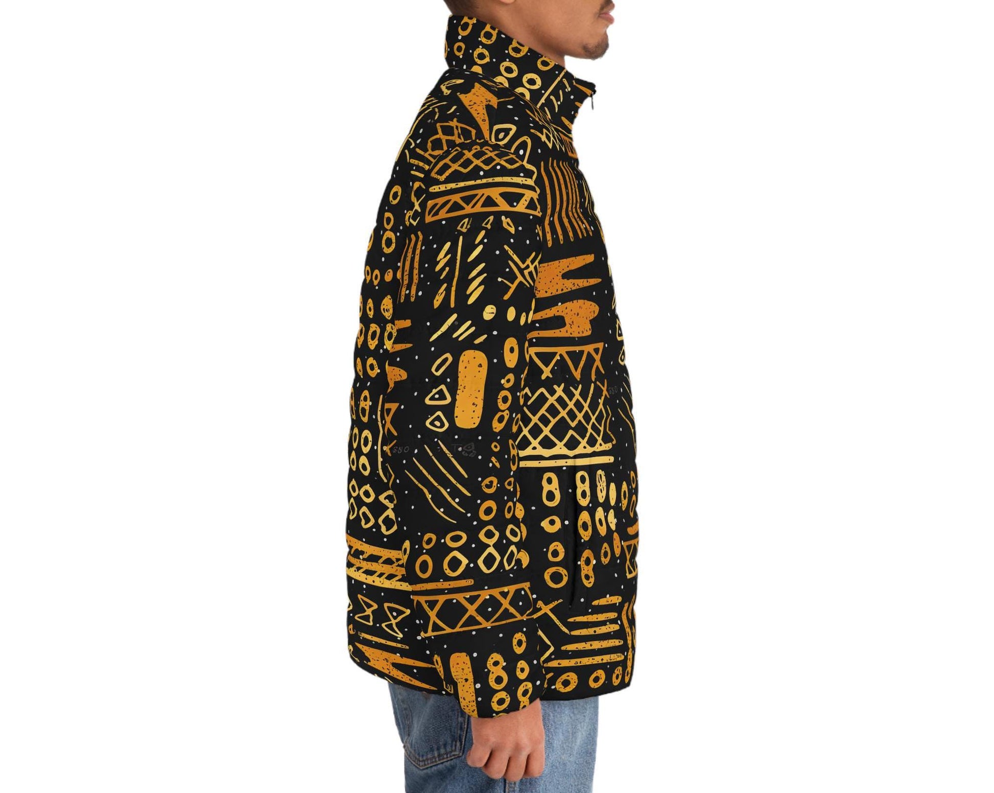 Charred Coals - Men&#39;s - Puffer Jacket - African Tribal Pattern