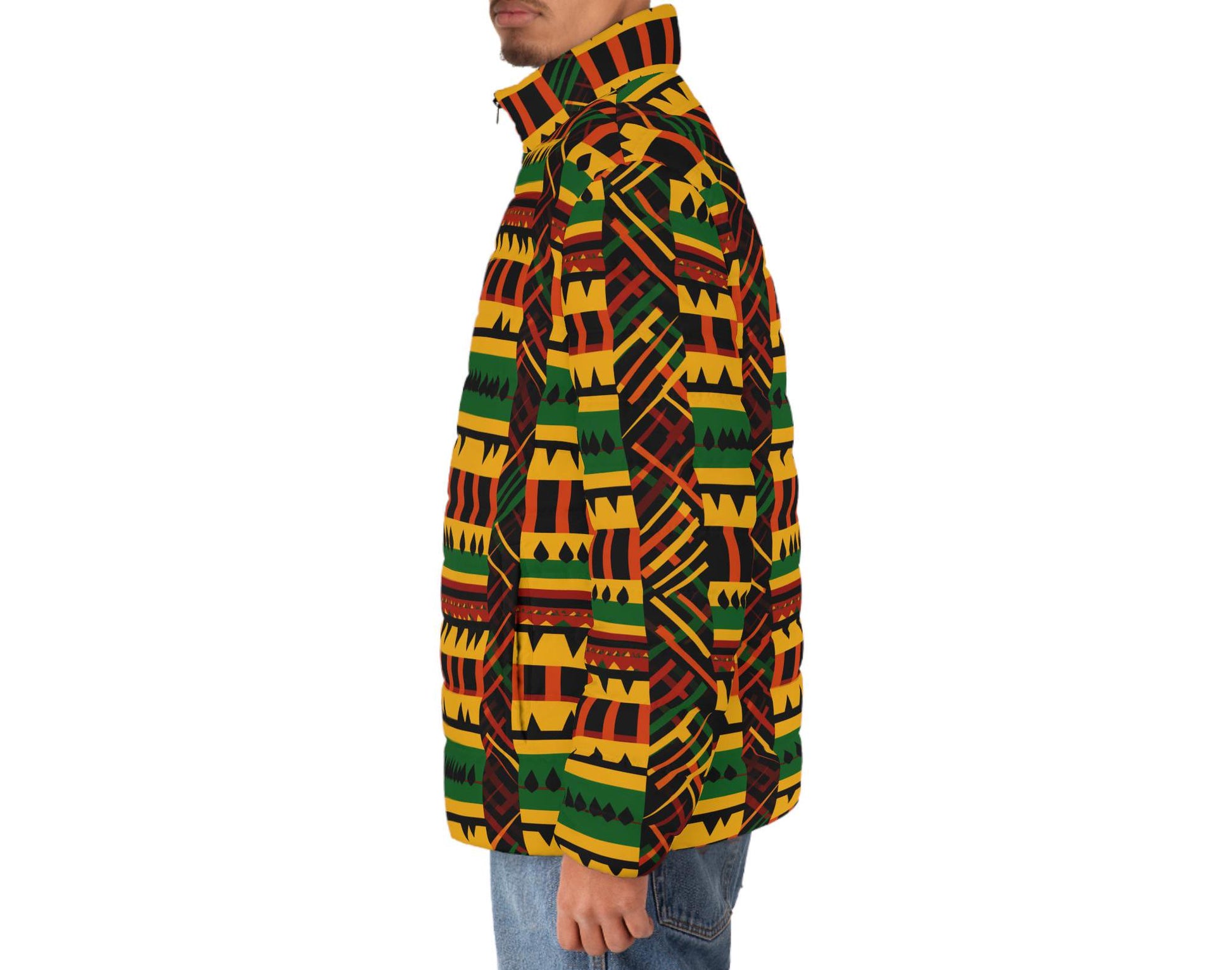 Inferno -  Mens Puffer Jacket - African Kente Pattern