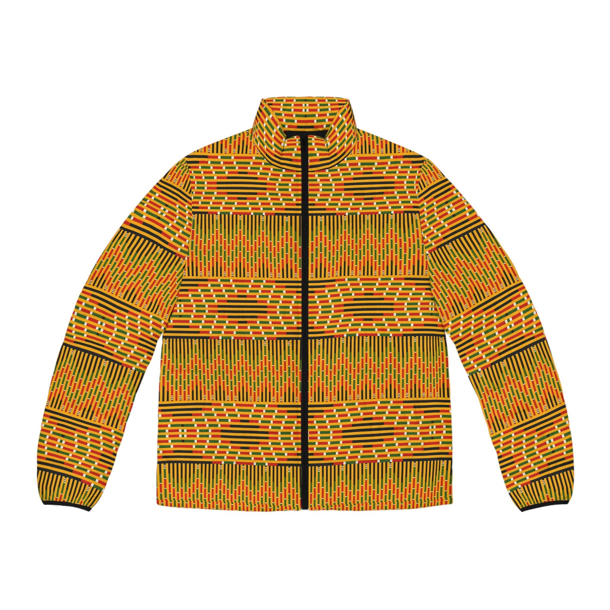 Mother Earth -  Men&#39;s - Puffer Jacket - African - Kente Pattern