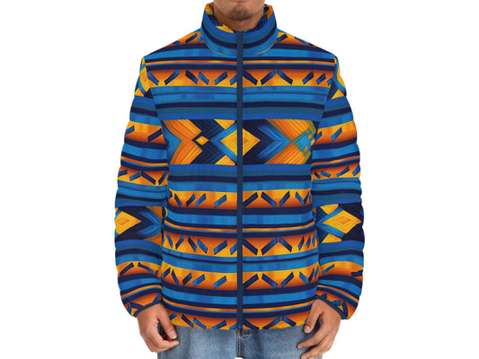 Love - Men&#39;s - Puffer Jacket - African - Kente Pattern