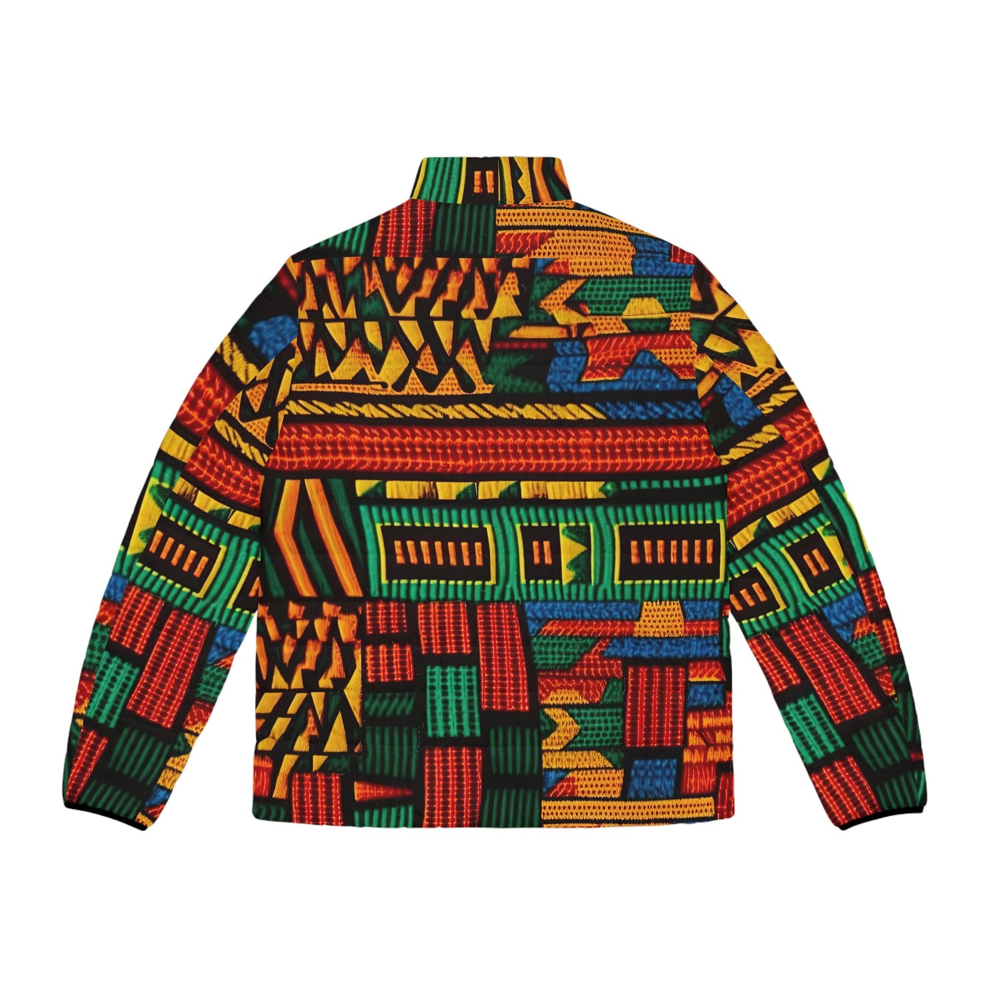 Patch Work - Men's - Puffer Jacket - African Mudcloth Pattern - Jackets & Coats - KumbatiaKulture