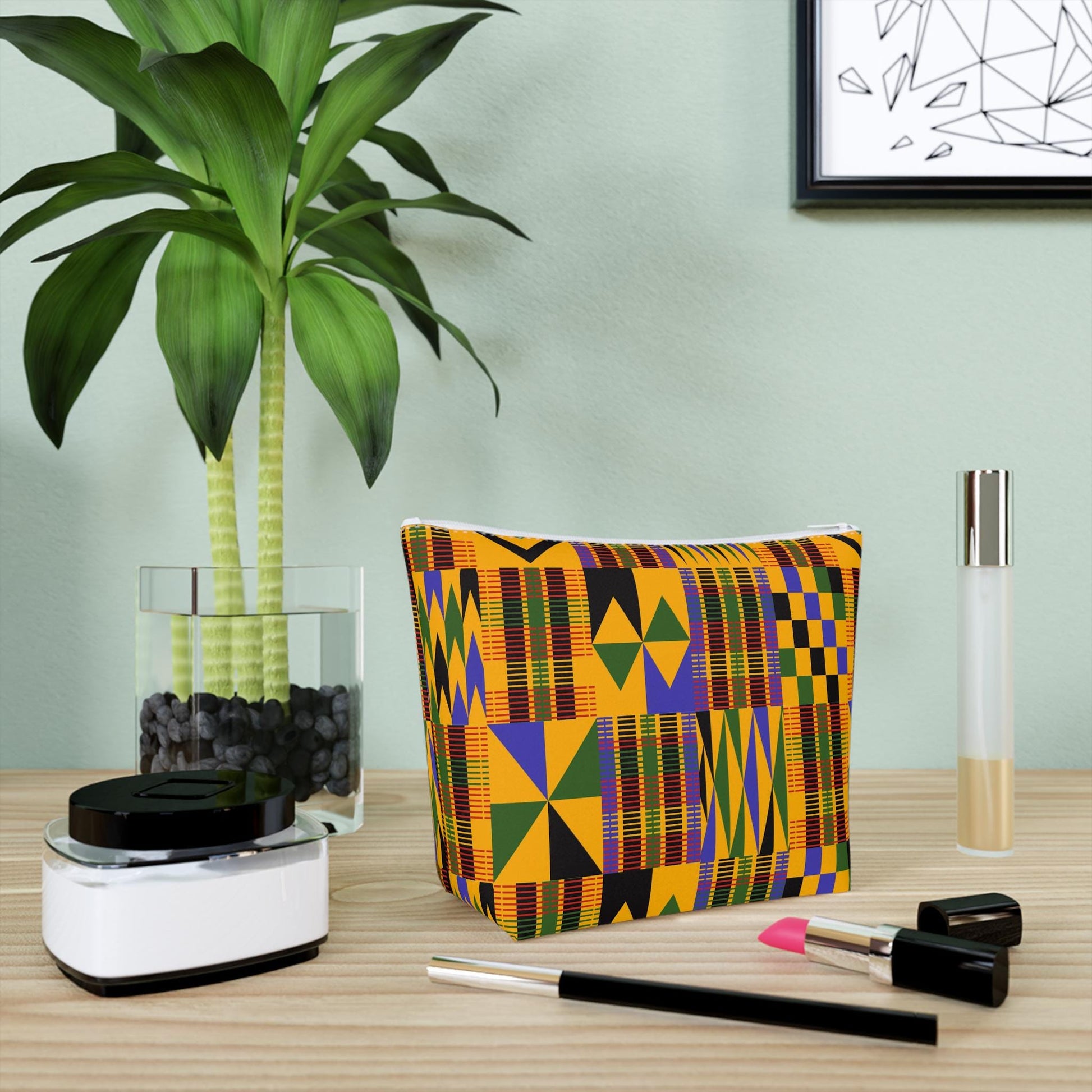 Roots - Womens - Cosmetic Bag - African - Kente Pattern - Cosmetic Bags - KumbatiaKulture