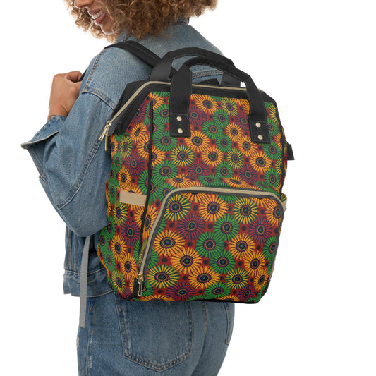 Flower Girl - Womens - Diaper Bag - African - Shweshwe Pattern - Backpacks - KumbatiaKulture