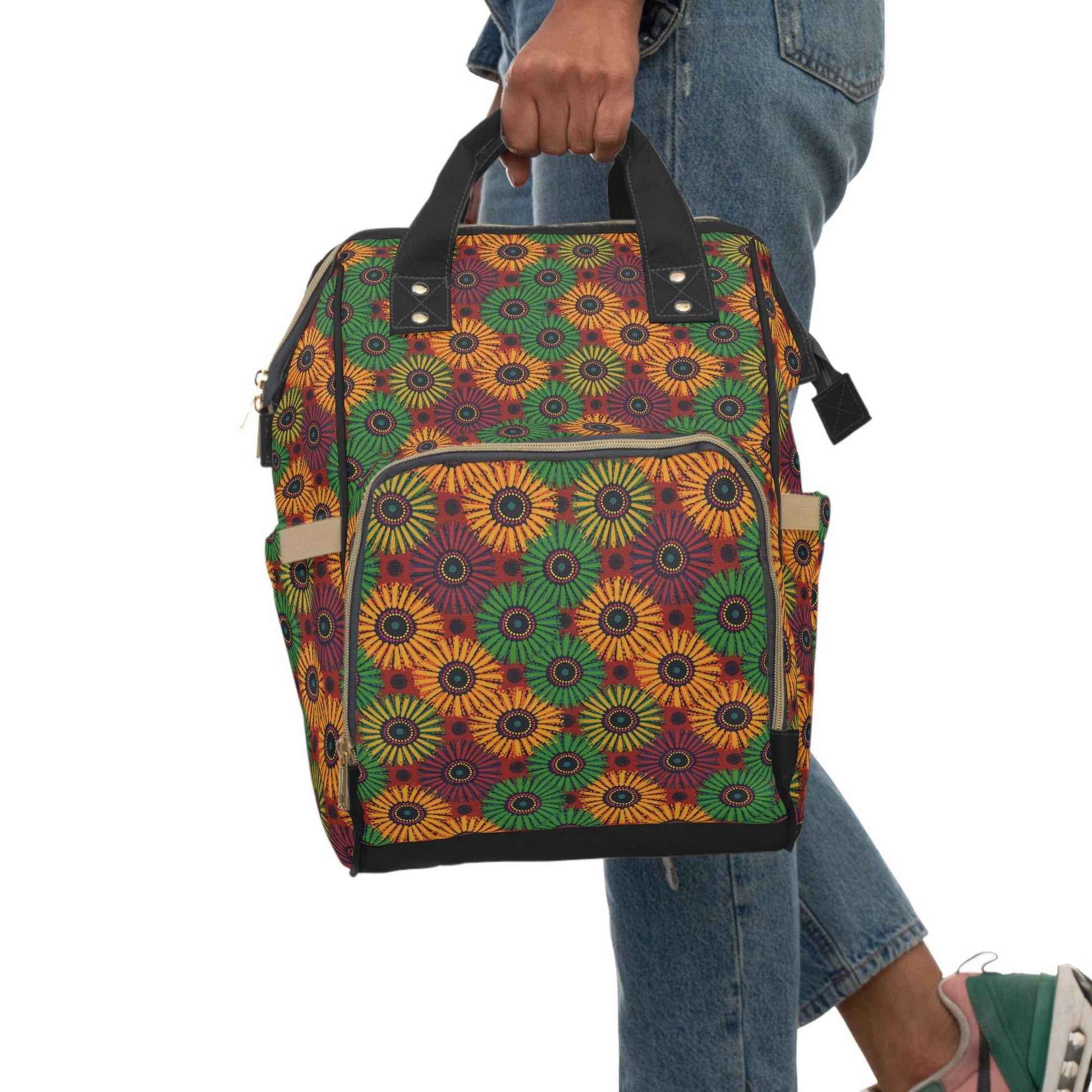 Flower Girl - Womens - Diaper Bag - African - Shweshwe Pattern - Backpacks - KumbatiaKulture