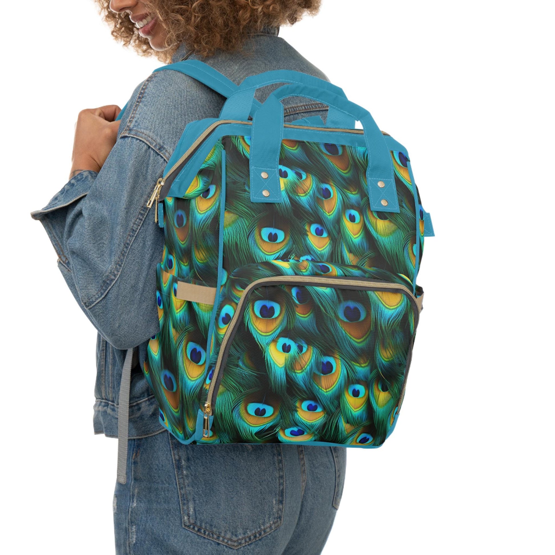 Peacock - Womens - Diaper Bag - African - Animal Print Pattern - Backpacks - KumbatiaKulture