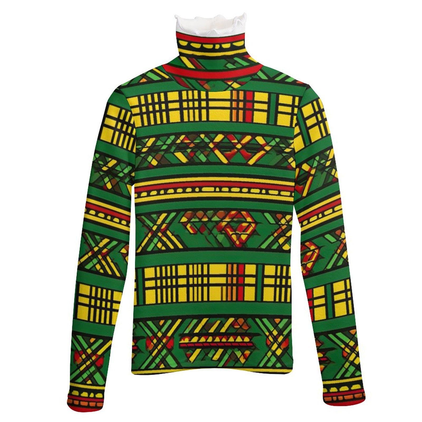 Vibrance African - Women Long Sleeve Turtleneck Sweater - African Ankara Pattern - Sweatshirts - KumbatiaKulture