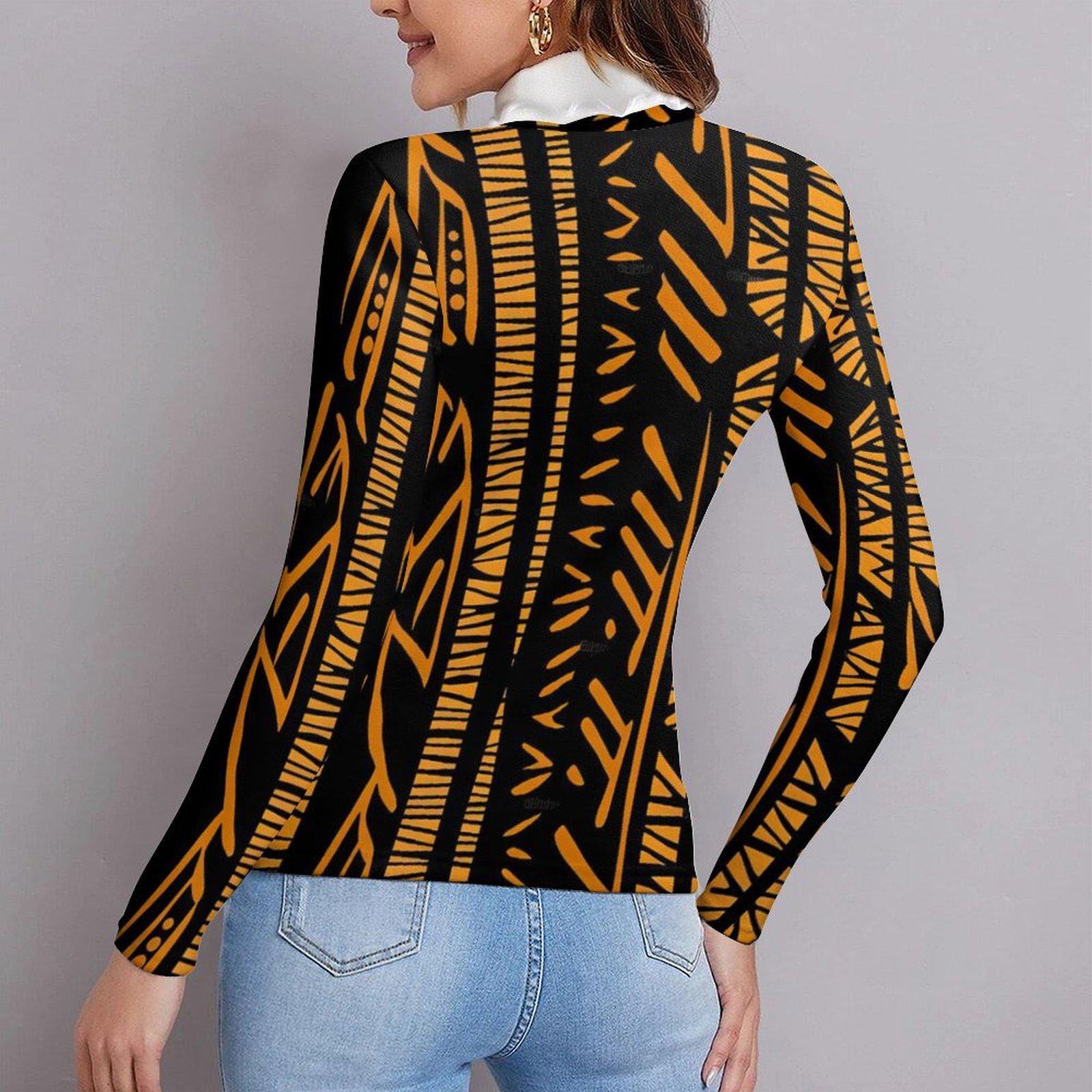 Golden Rods - Womens- Long Sleeve Turtleneck Sweater - African - Ankara Pattern - Sweatshirts - KumbatiaKulture