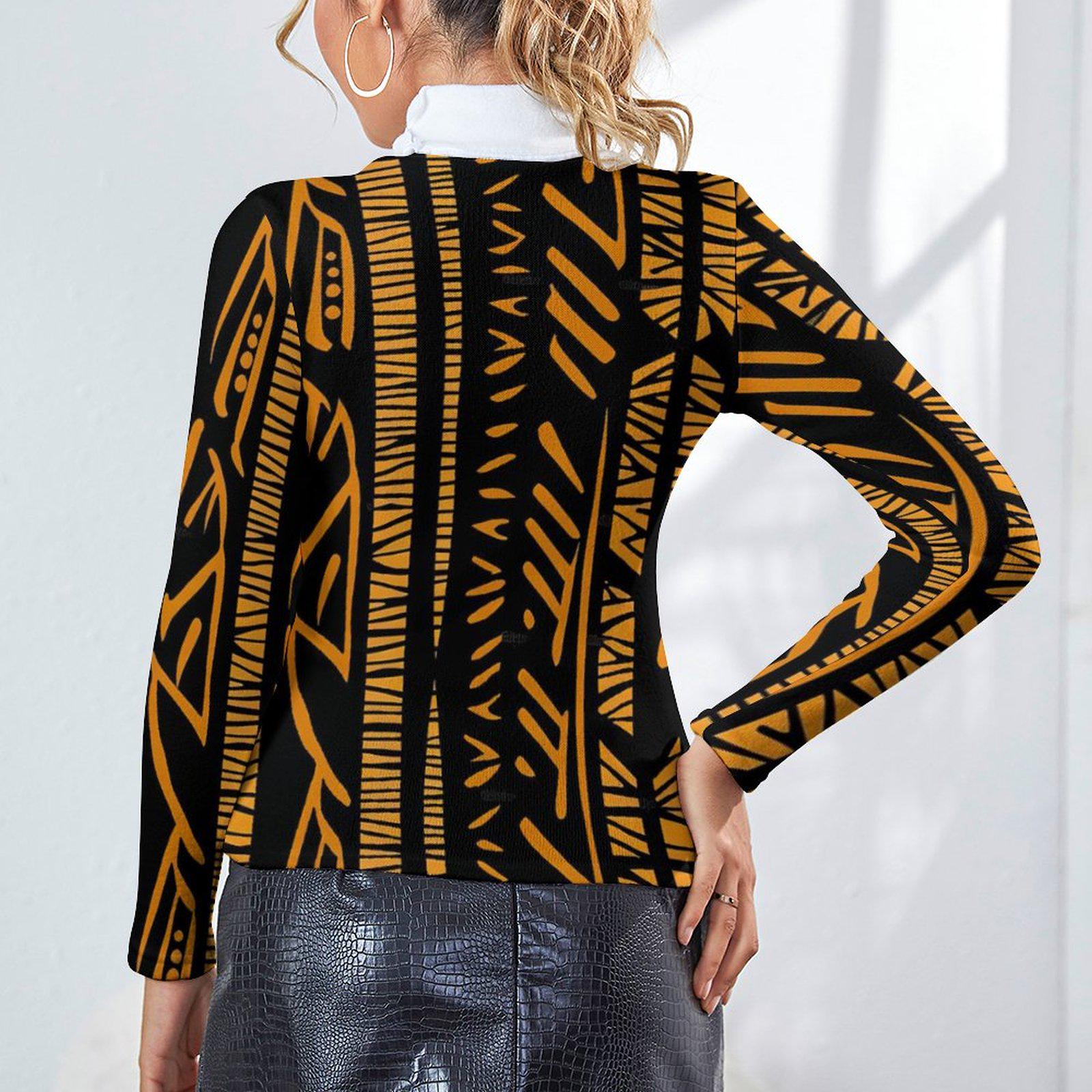 Golden Rods - Womens- Long Sleeve Turtleneck Sweater - African - Ankara Pattern - Sweatshirts - KumbatiaKulture