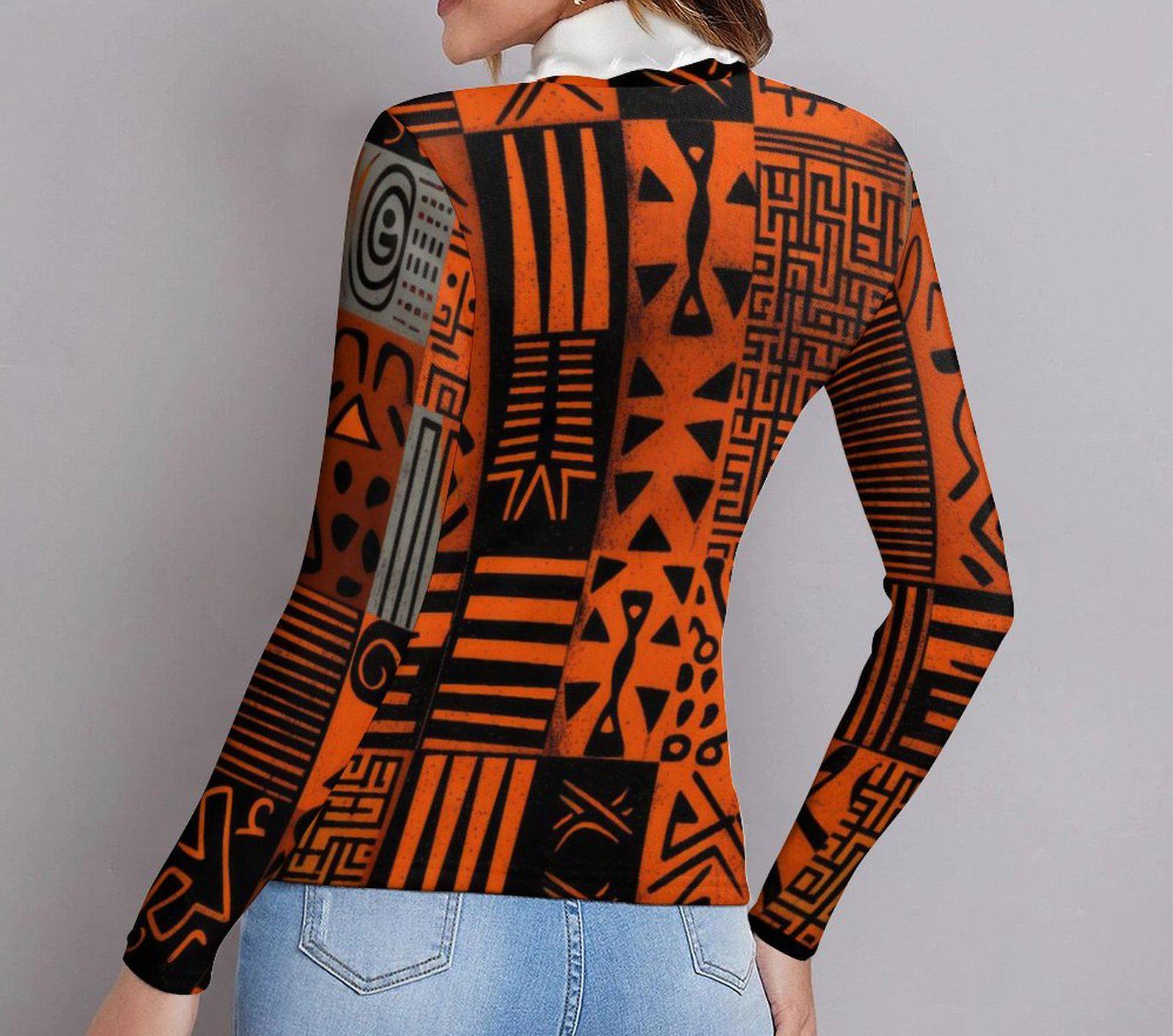 Reds - Womens- Long Sleeve Turtleneck Sweater - African - Ankara Pattern - Sweatshirts - KumbatiaKulture