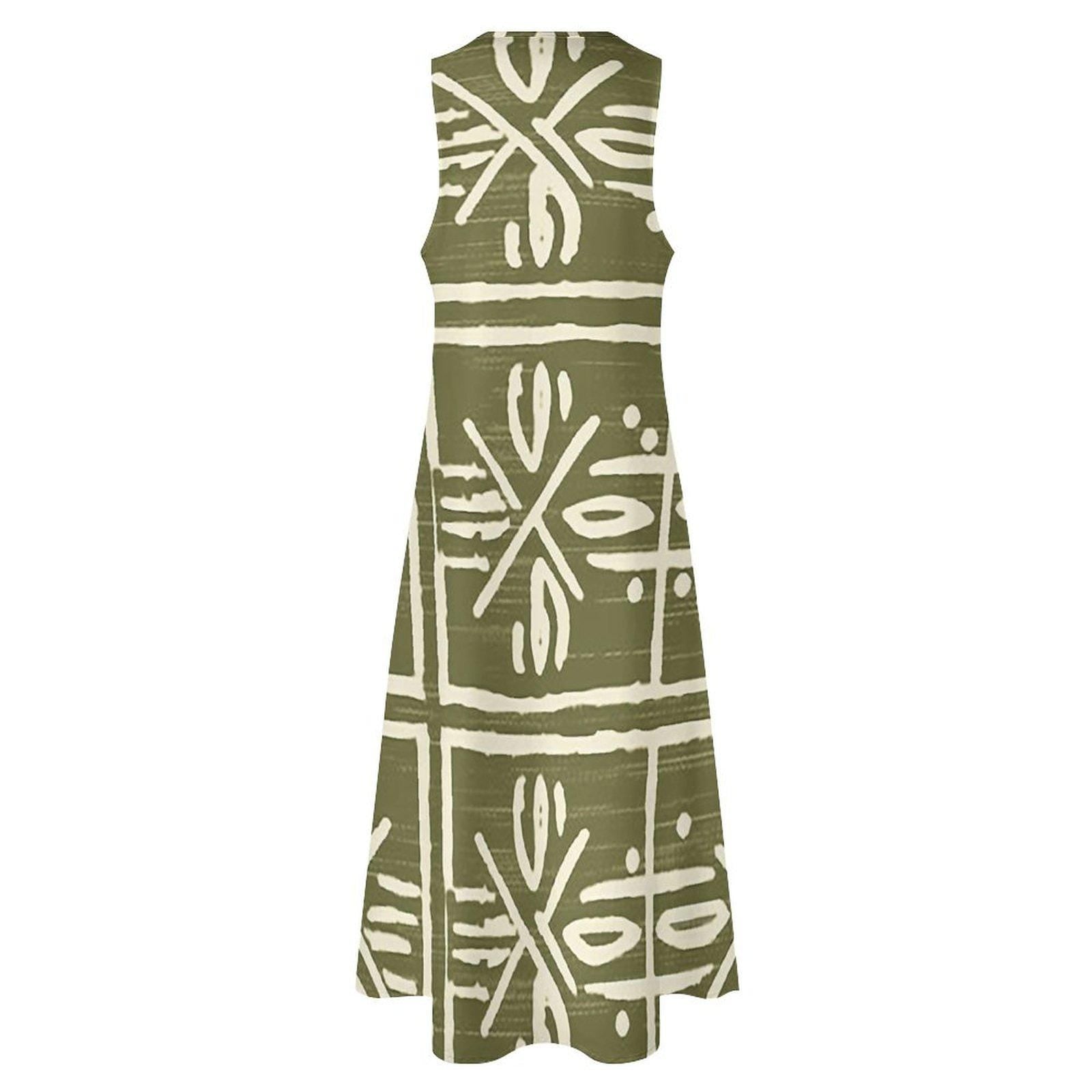 Meadows -  Womens - Sleeveless Ankle-length Dress - African - Mud Cloth Pattern