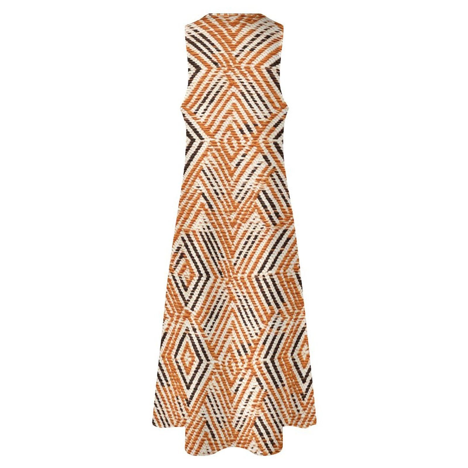 Oranje - Womens - Sleeveless - Ankle-length Dress - African - Muc Cloth pattern - Dresses - KumbatiaKulture