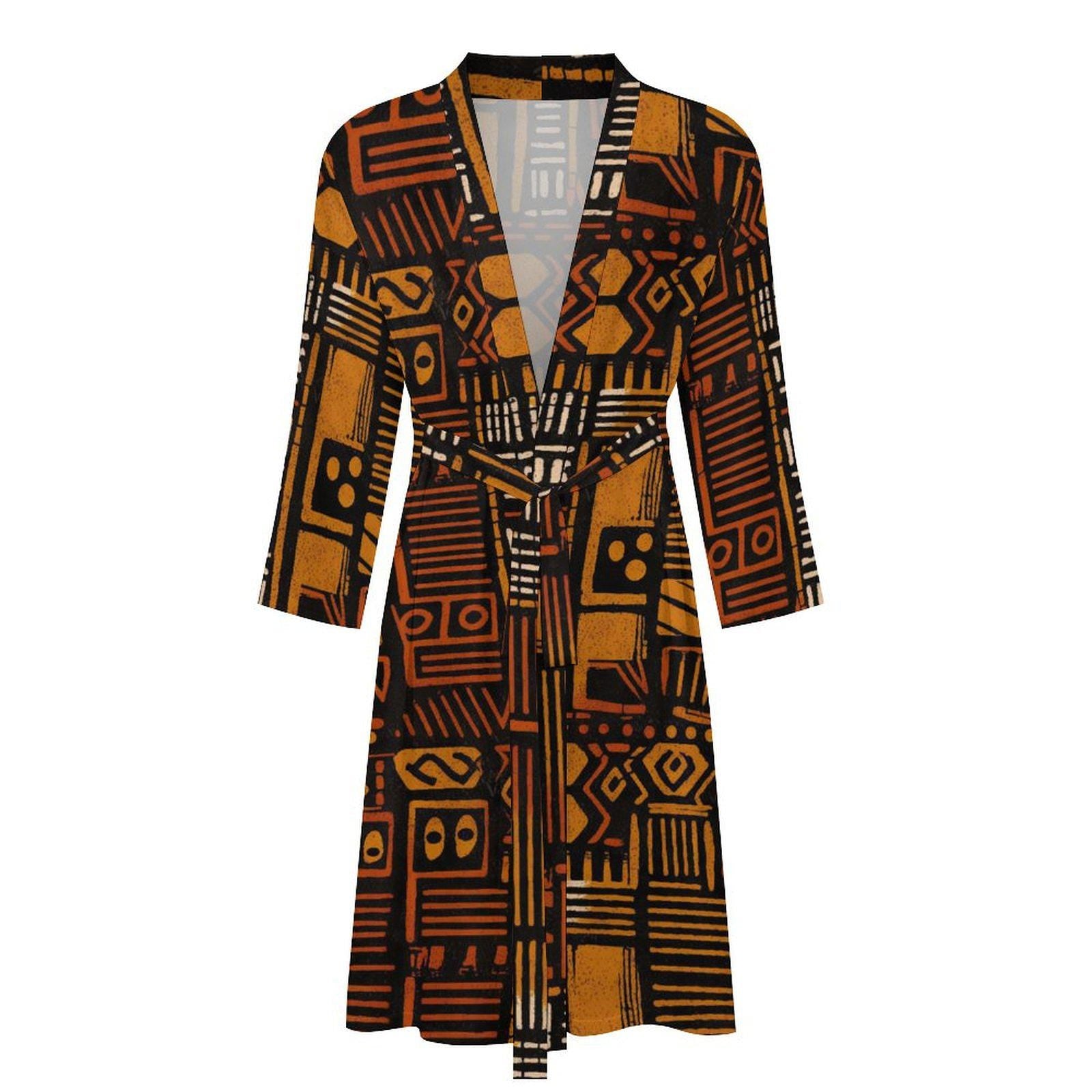 Muddy - Mens - Lightweight Bathrobe - African- Tribal Pattern - Robes - KumbatiaKulture