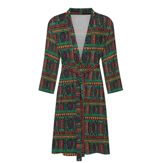 Green Fields - Mens - Lightweight Bathrobe - African - Tribal Pattern - Robes - KumbatiaKulture