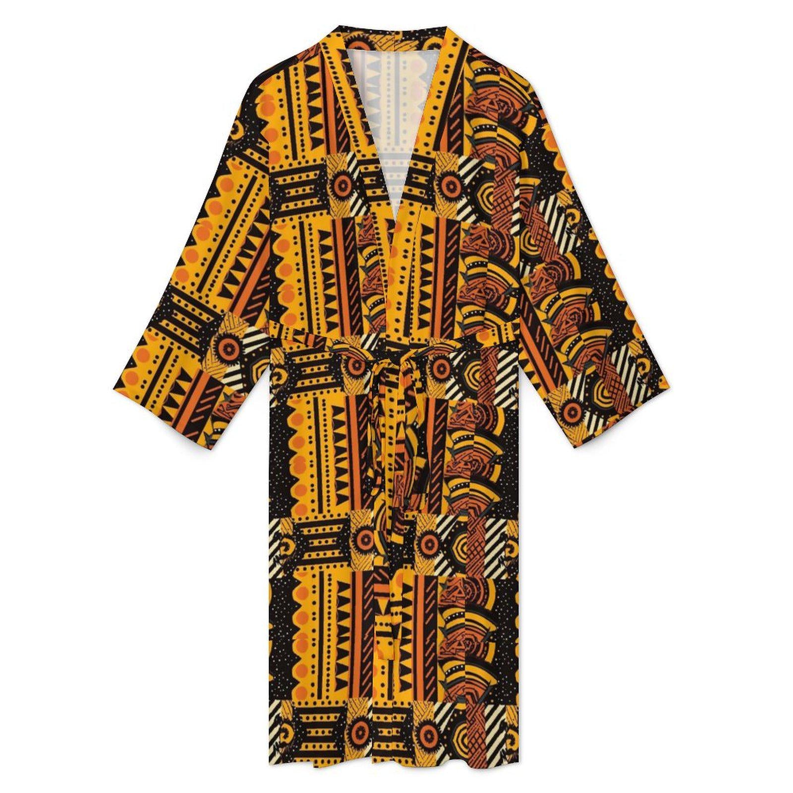 Sunset - Mens - Lightweight Bathrobe - African - Tribal Pattern - Robes - KumbatiaKulture