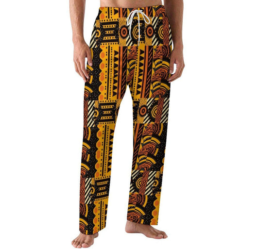 Sunset  - Mens - Faux Cotton Men&#39;s Pajamas Pants -African - Tribal Pattern