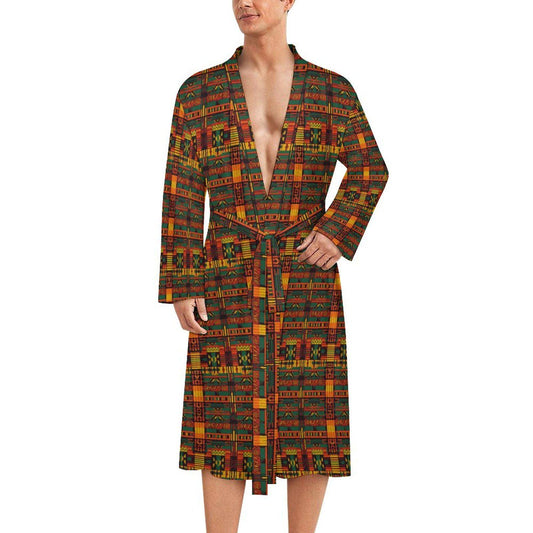 Grace - Mens - Lightweight Bathrobe - African Tribal Pattern - Robes - KumbatiaKulture