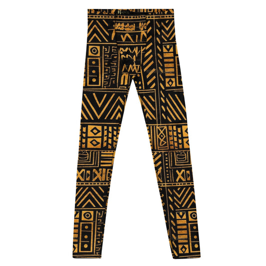 Burnt Gold - Men&#39;s Leggings - African Mud cloth Pattern