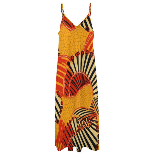 Odo - Pan African - Womens - Ankle-length Slip Dress - African - Ankar Pattern