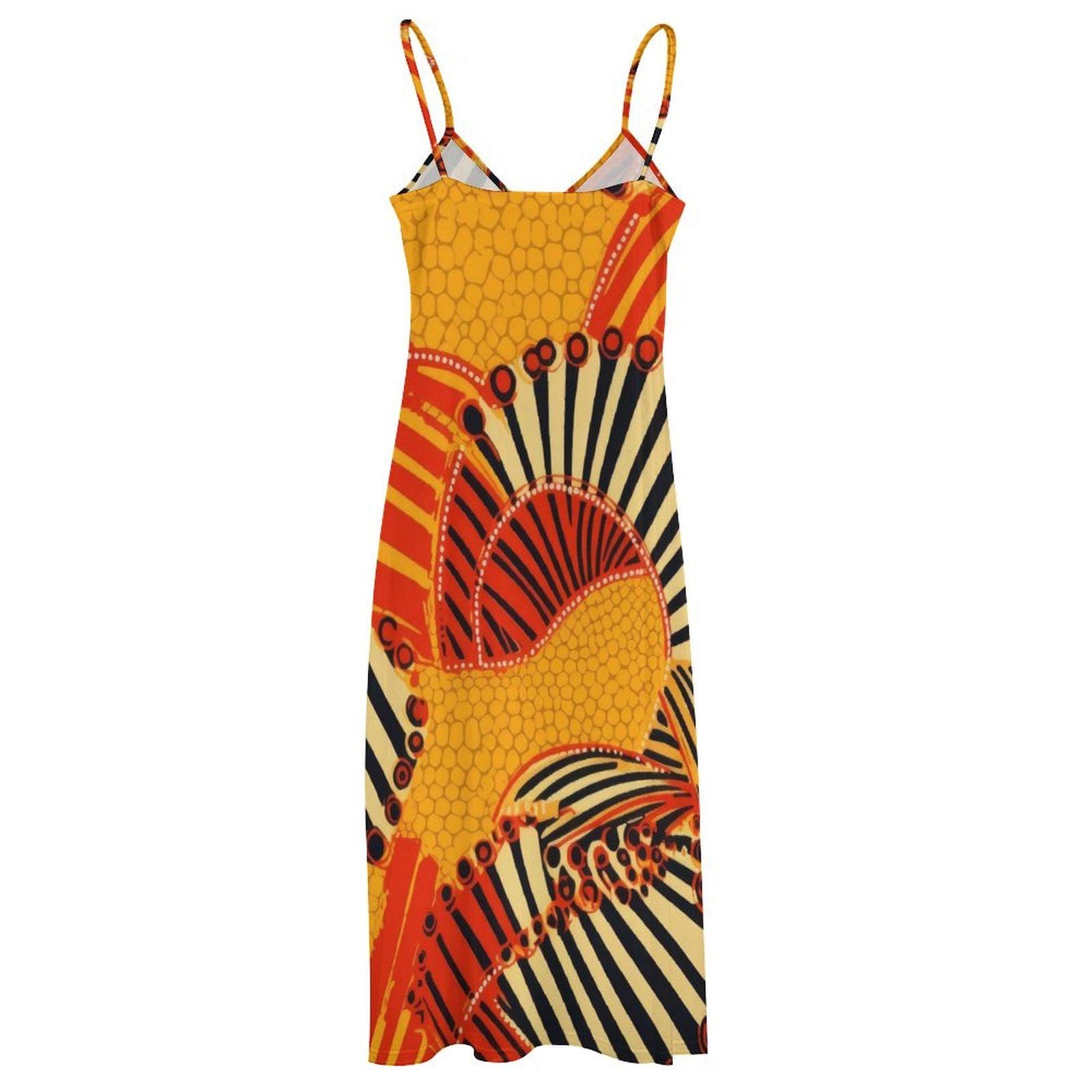 Odo - Pan African - Womens - Ankle-length Slip Dress - African - Ankar Pattern