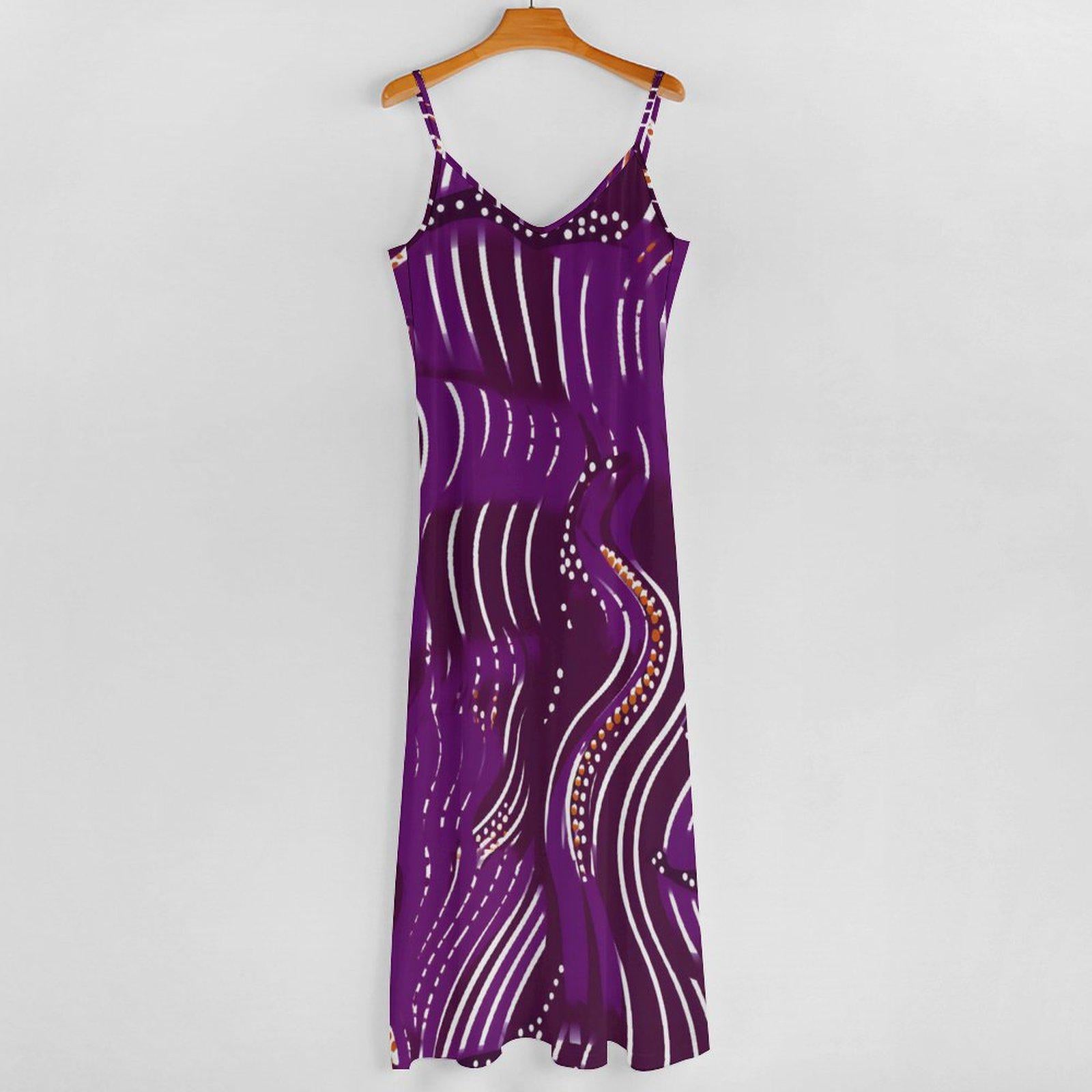 Zambarau - Ankle-length Slip Dress = African Ankara Pattern